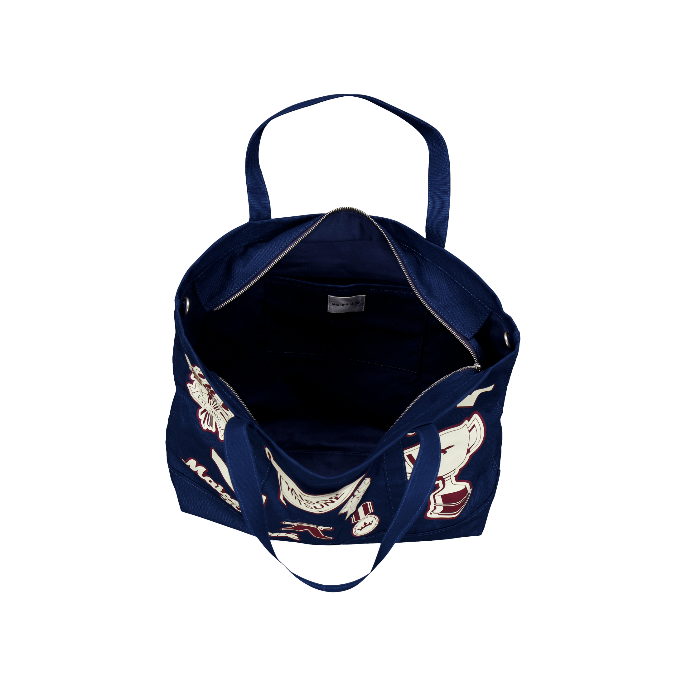 Maison Kitsuné Varsity Patches Xxl Tote Bag Ink Blue
