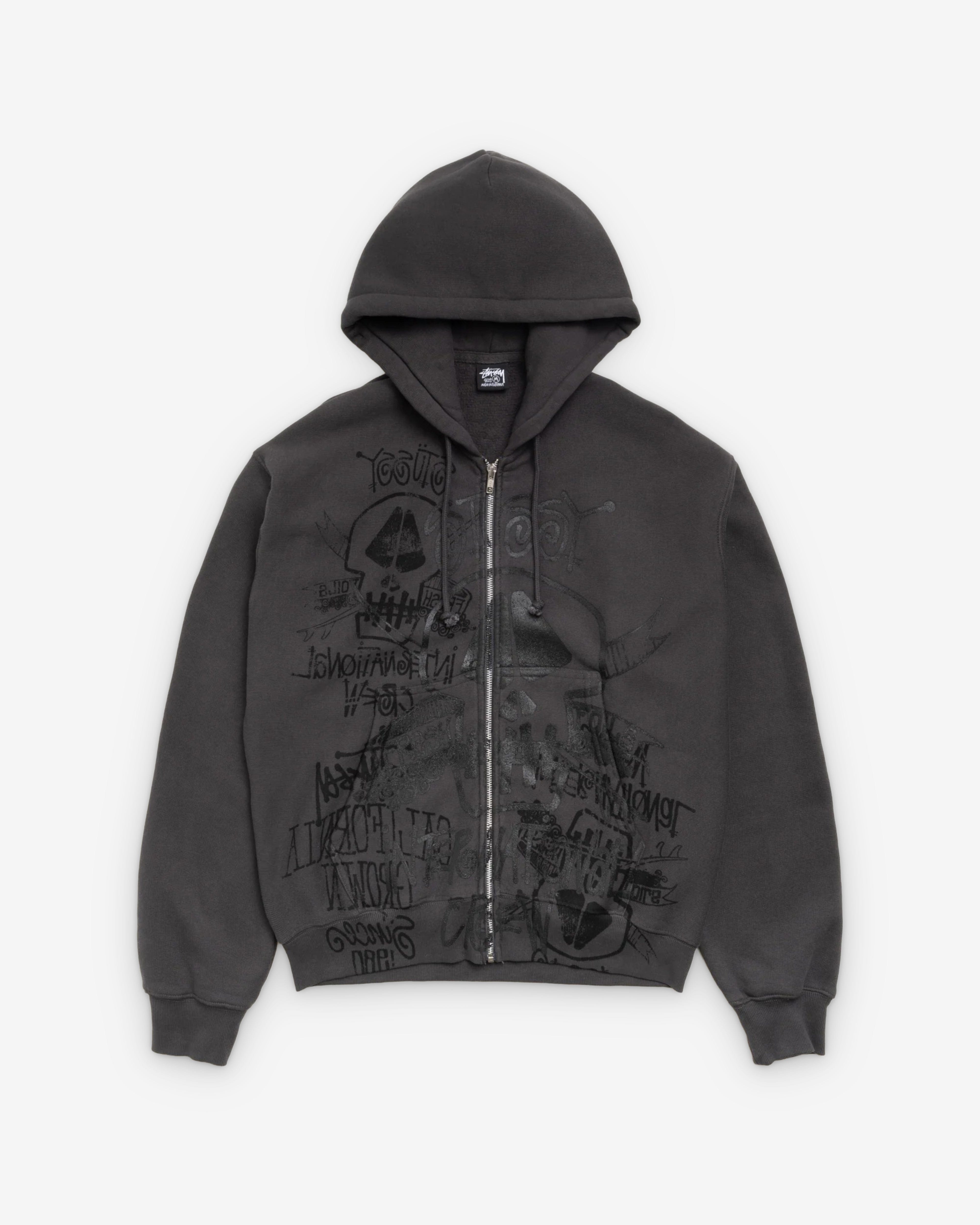 Stüssy - Men's Skulls Pigment Dyed Zip Hoodie - (Black)
