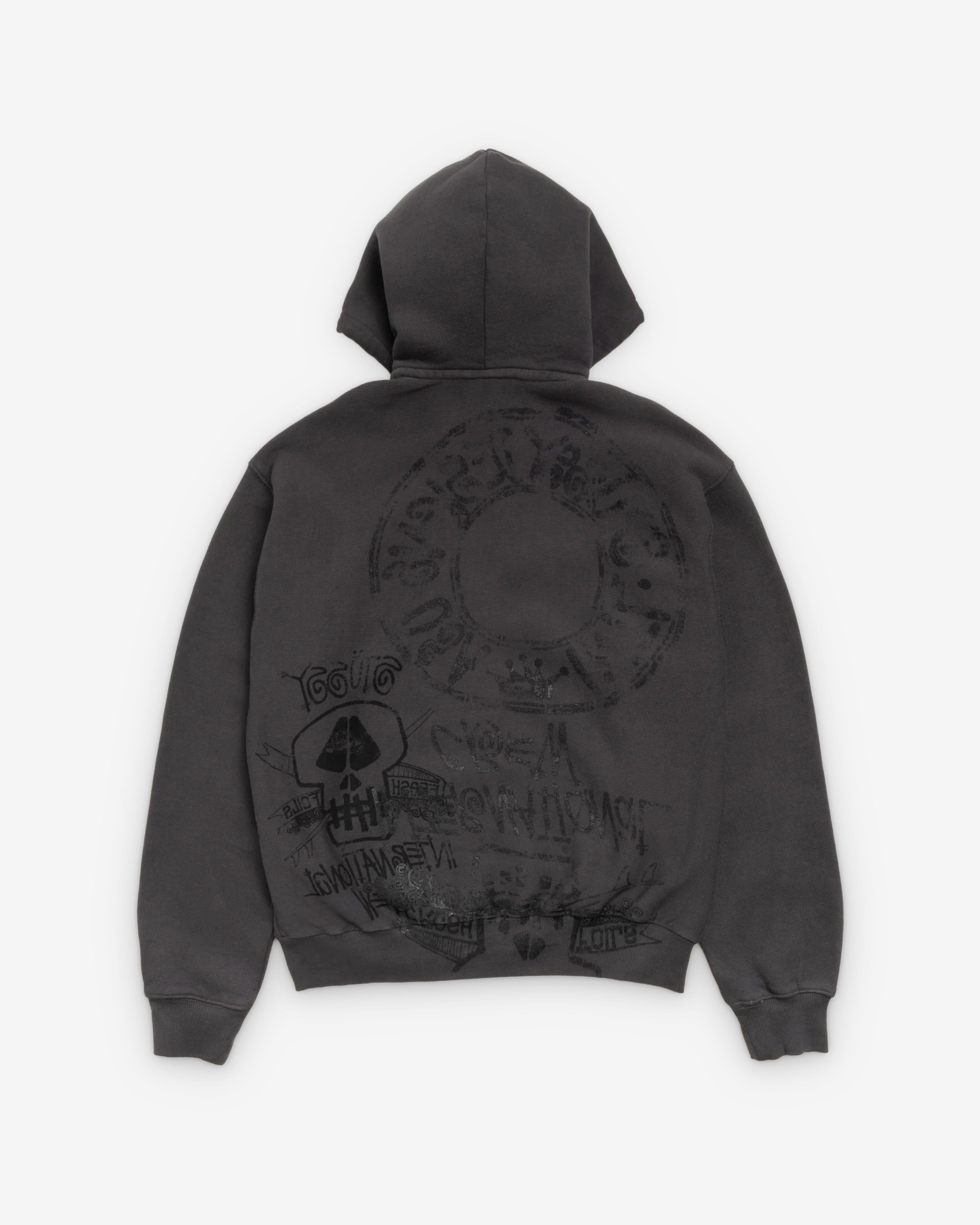 Stüssy - Men's Skulls Pigment Dyed Zip Hoodie - (Black)