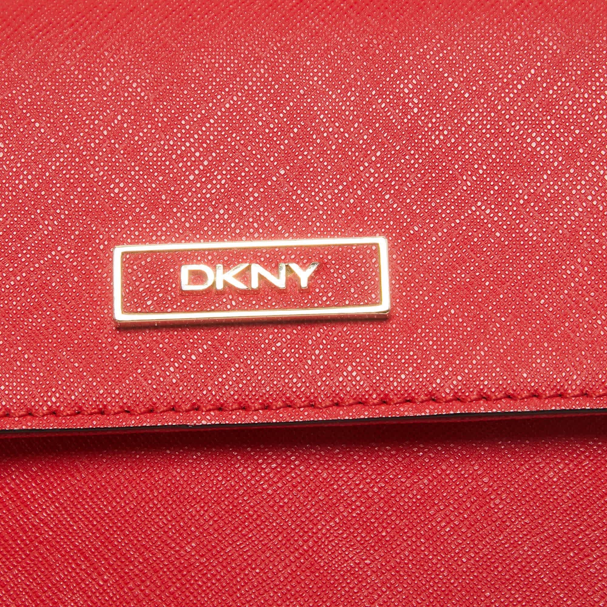 Dkny Red Leather Mini Flap Crossbody Bag