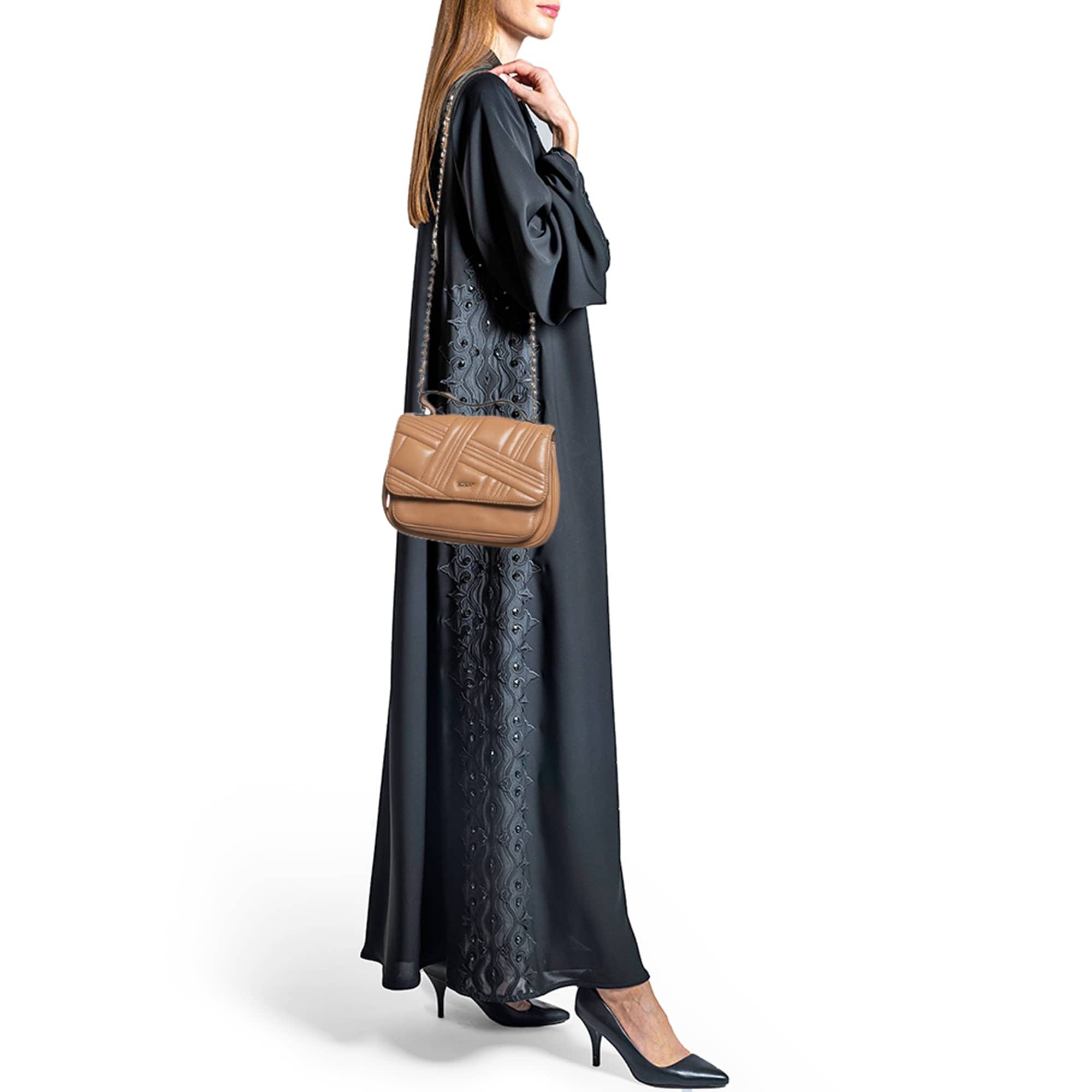 Dkny Brown Quilted Leather Allen Crossbody Bag