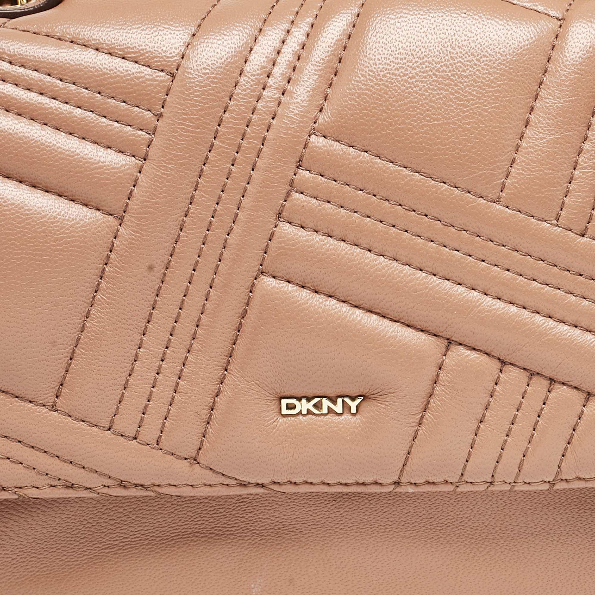 Dkny Brown Quilted Leather Allen Crossbody Bag