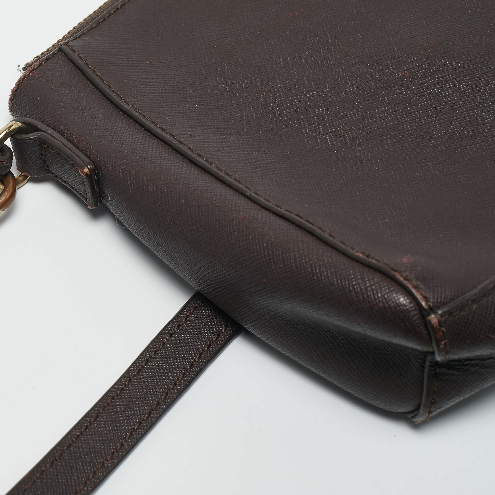 Dkny Dark Brown Saffiano Leather Bryant Park Zip Crossbody Bag