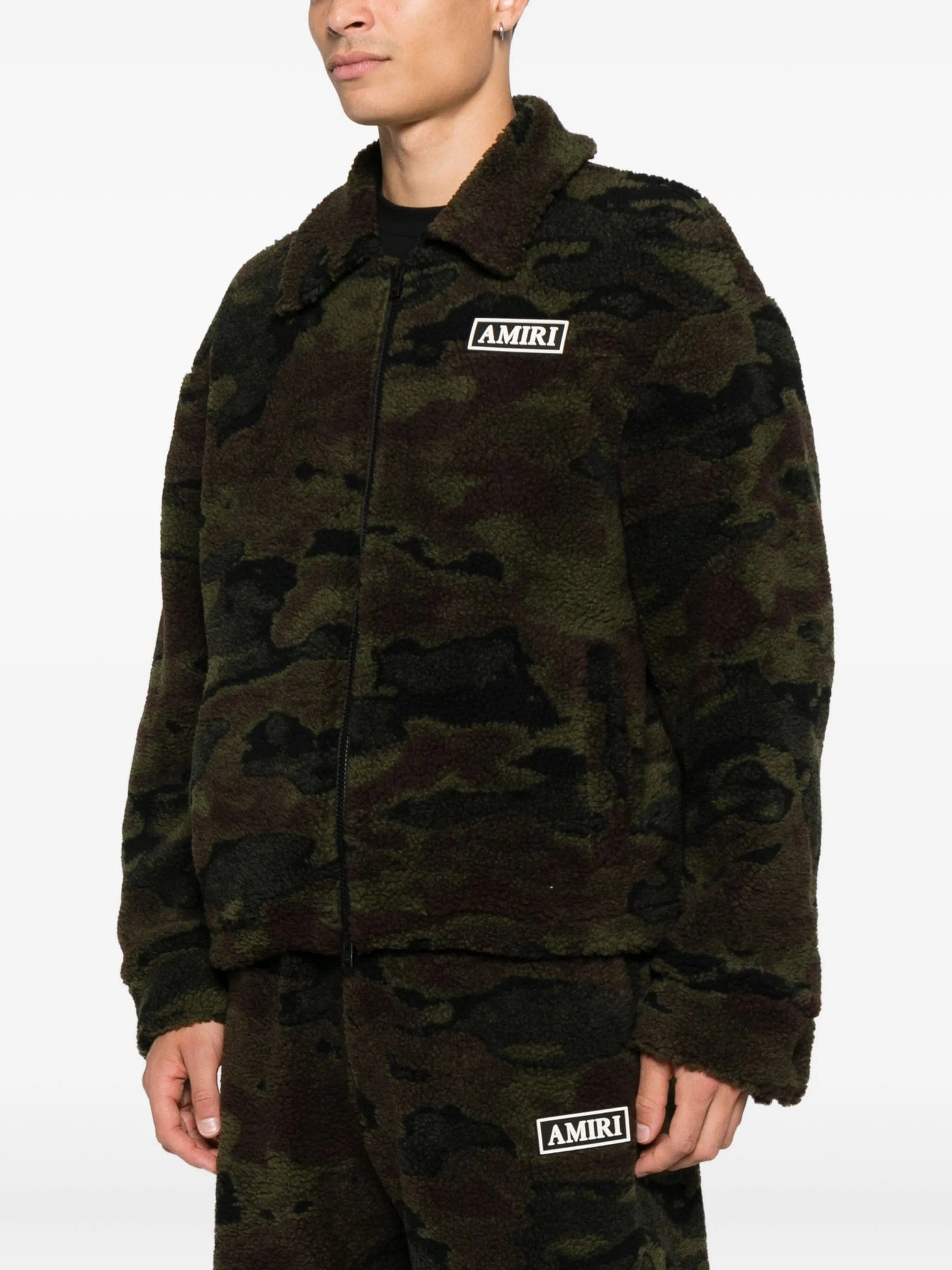 AMIRI camo fleece zip - up bomber jacket