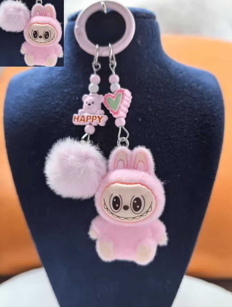 Labubu Mini Labubu Keychain – Cute Pompom Plush Bag Charm