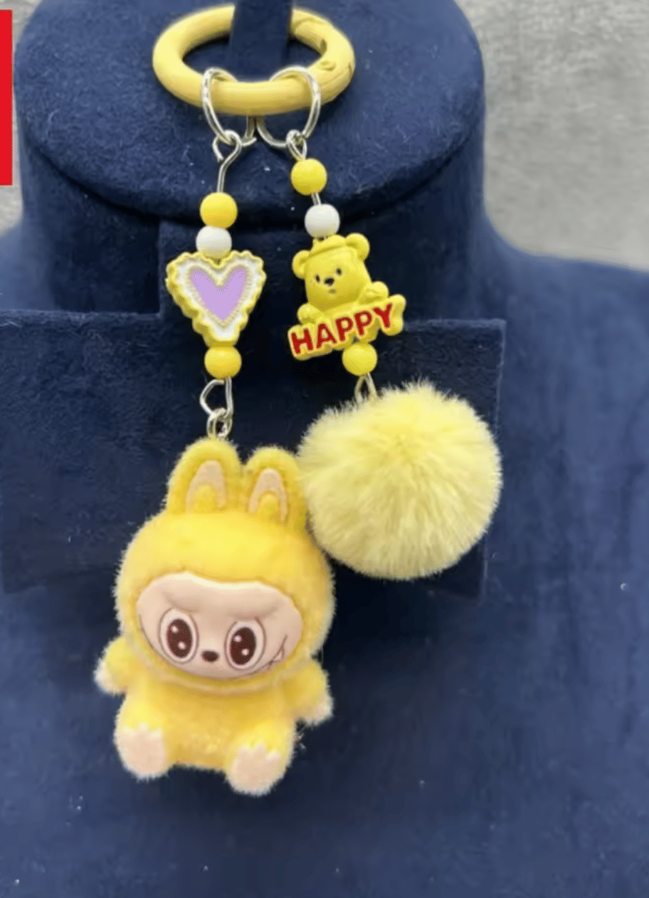 Labubu Mini Labubu Keychain – Cute Pompom Plush Bag Charm