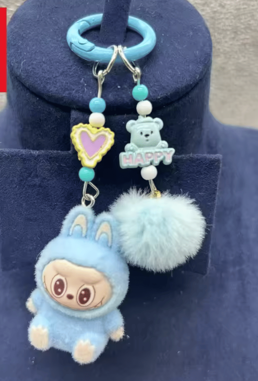Labubu Mini Labubu Keychain – Cute Pompom Plush Bag Charm