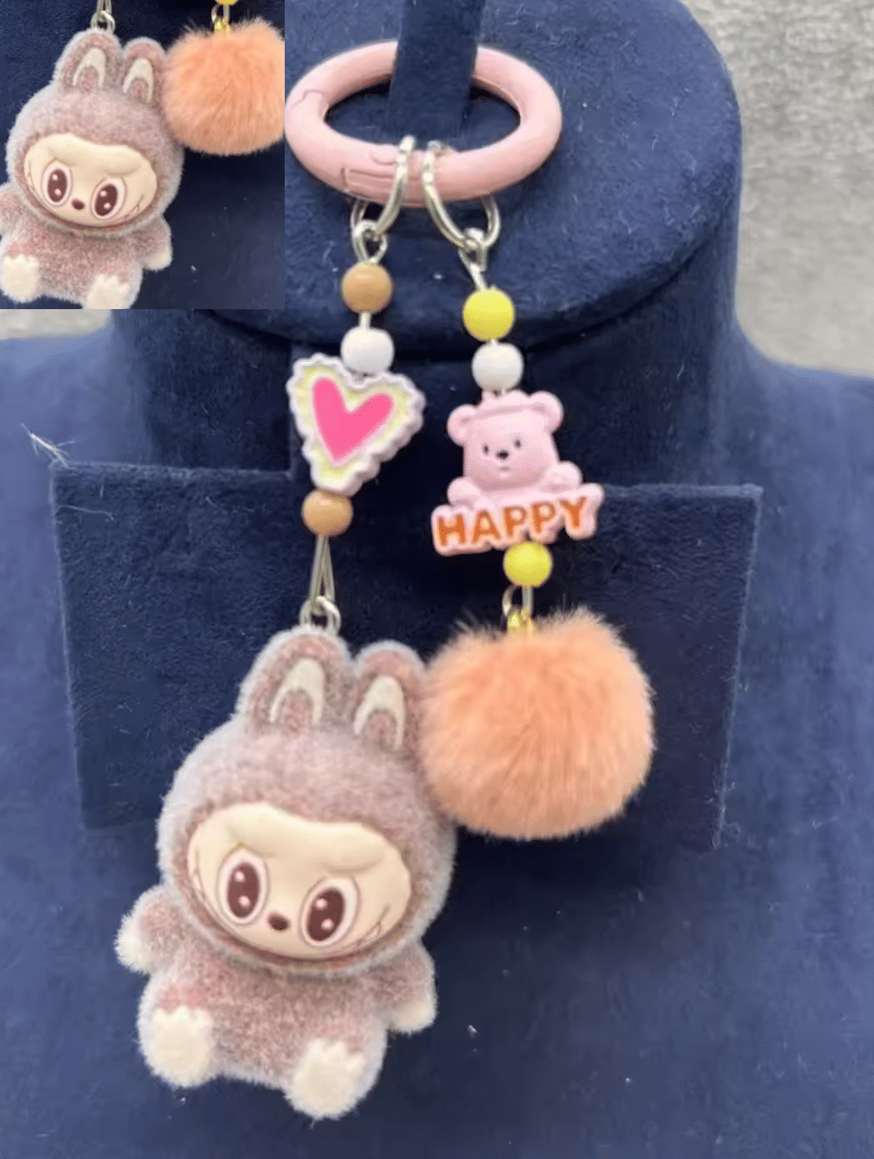 Labubu Mini Labubu Keychain – Cute Pompom Plush Bag Charm
