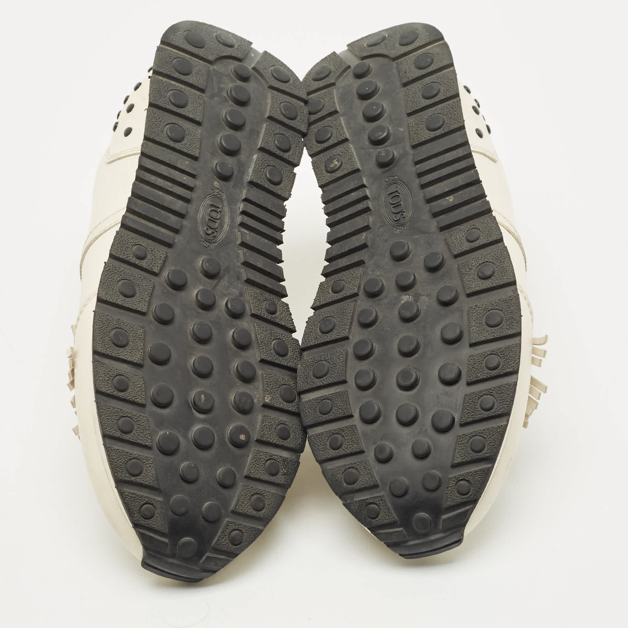 Tod's Cream Leather Fringe Slip On Sneakers