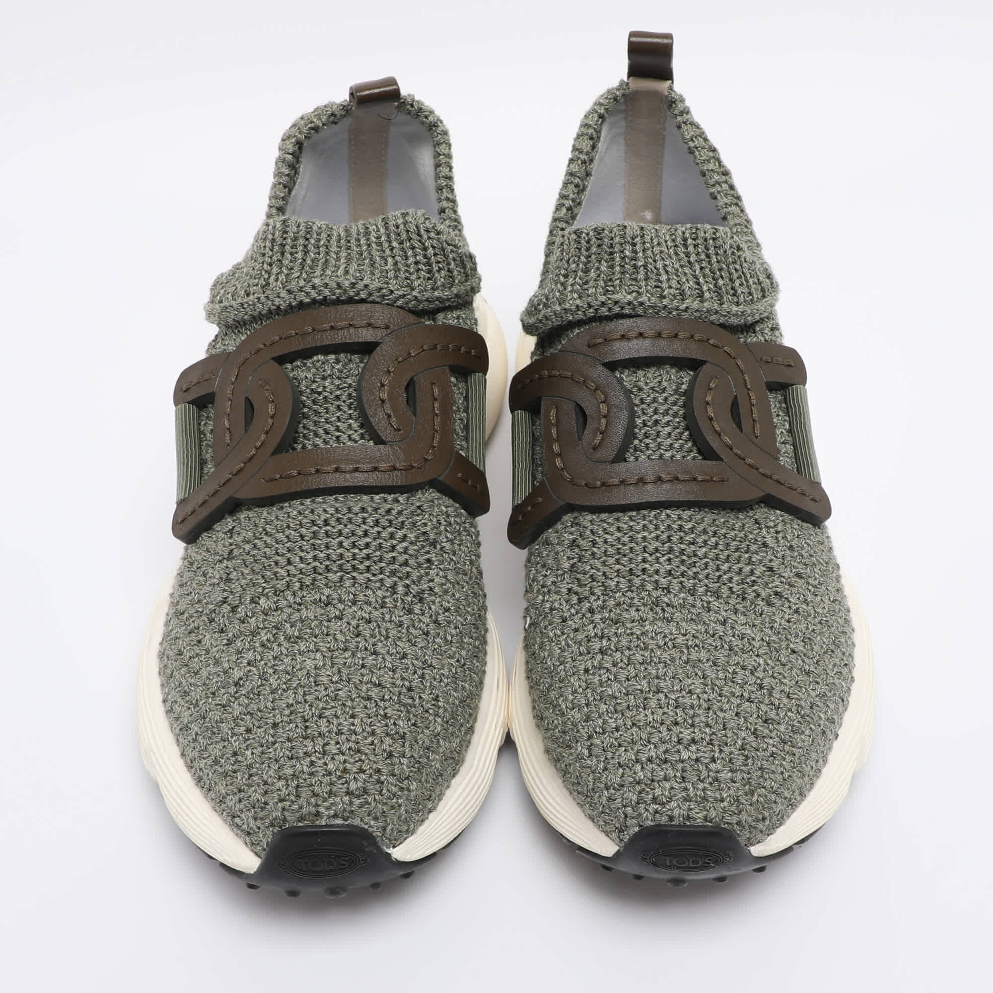 Tod's Green Stretch Knit Fabric Kate Slip On Sneakers