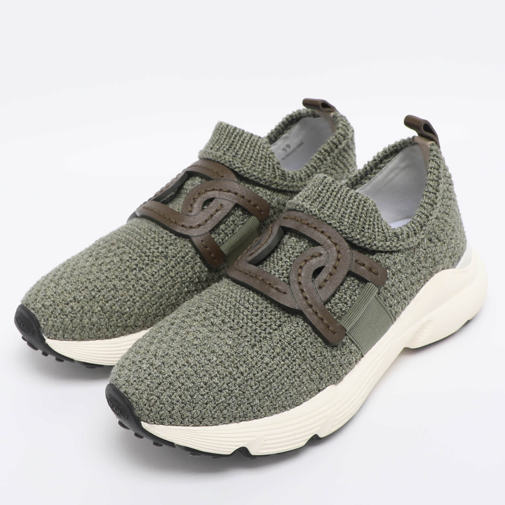 Tod's Green Stretch Knit Fabric Kate Slip On Sneakers