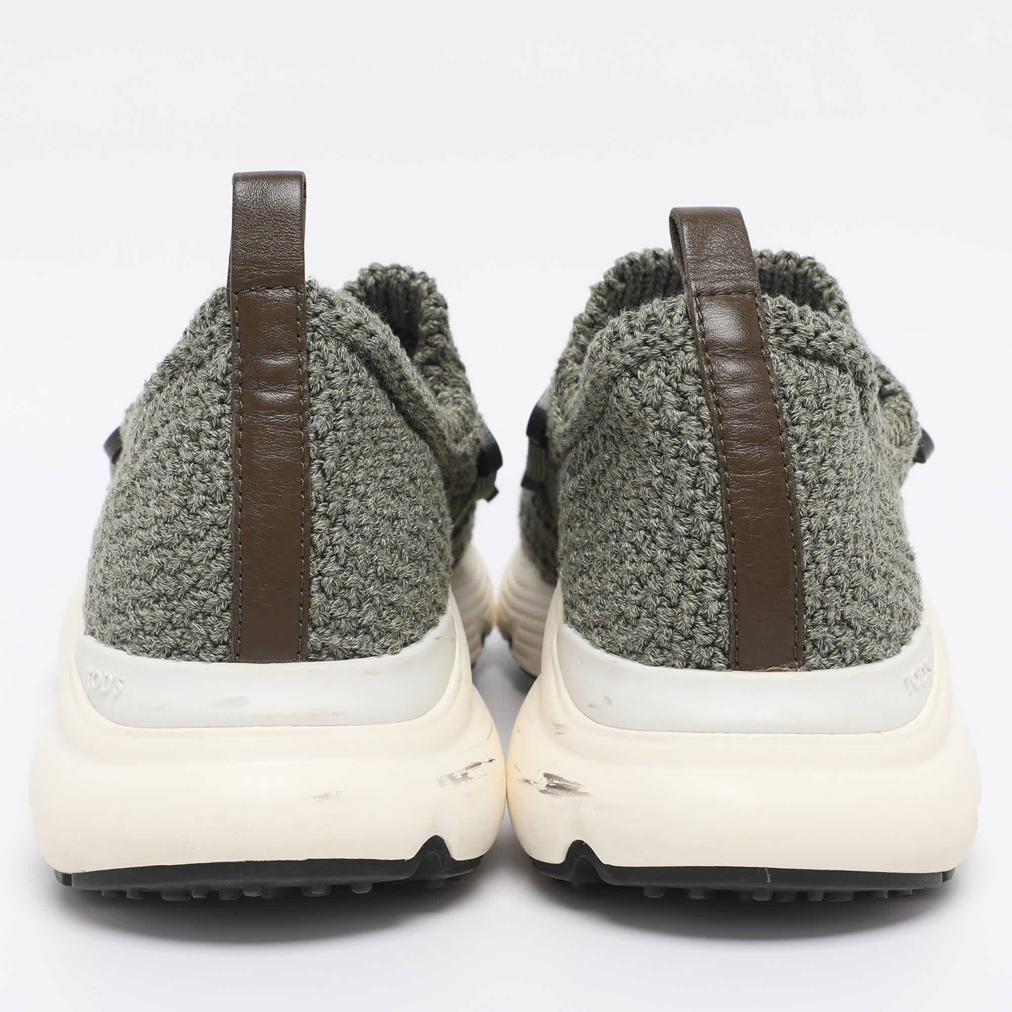 Tod's Green Stretch Knit Fabric Kate Slip On Sneakers