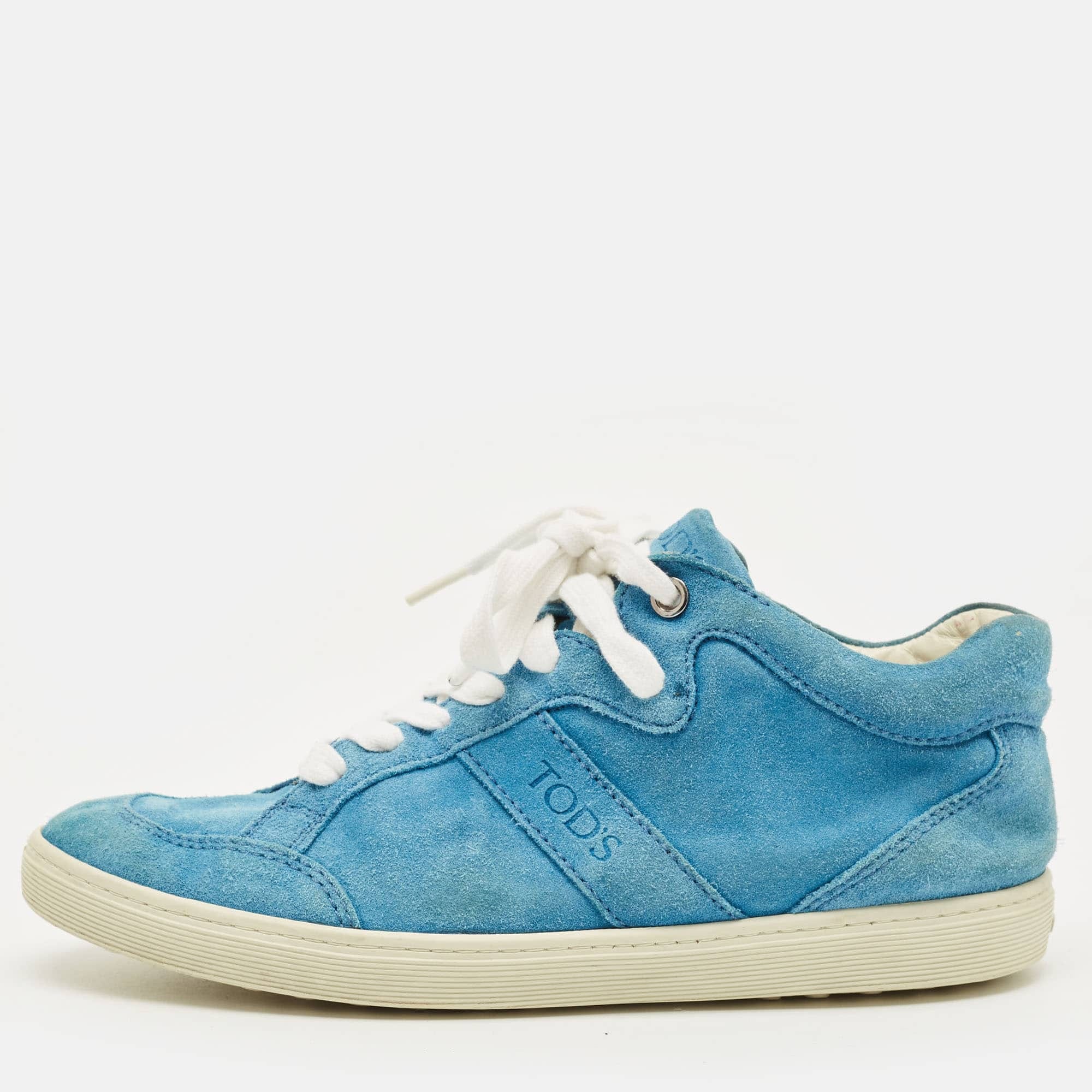 Tod's Size 38 Blue Suede High Top Sneakers