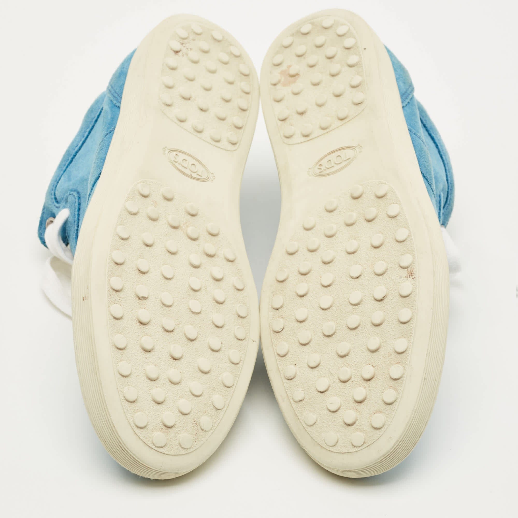 Tod's Size 38 Blue Suede High Top Sneakers