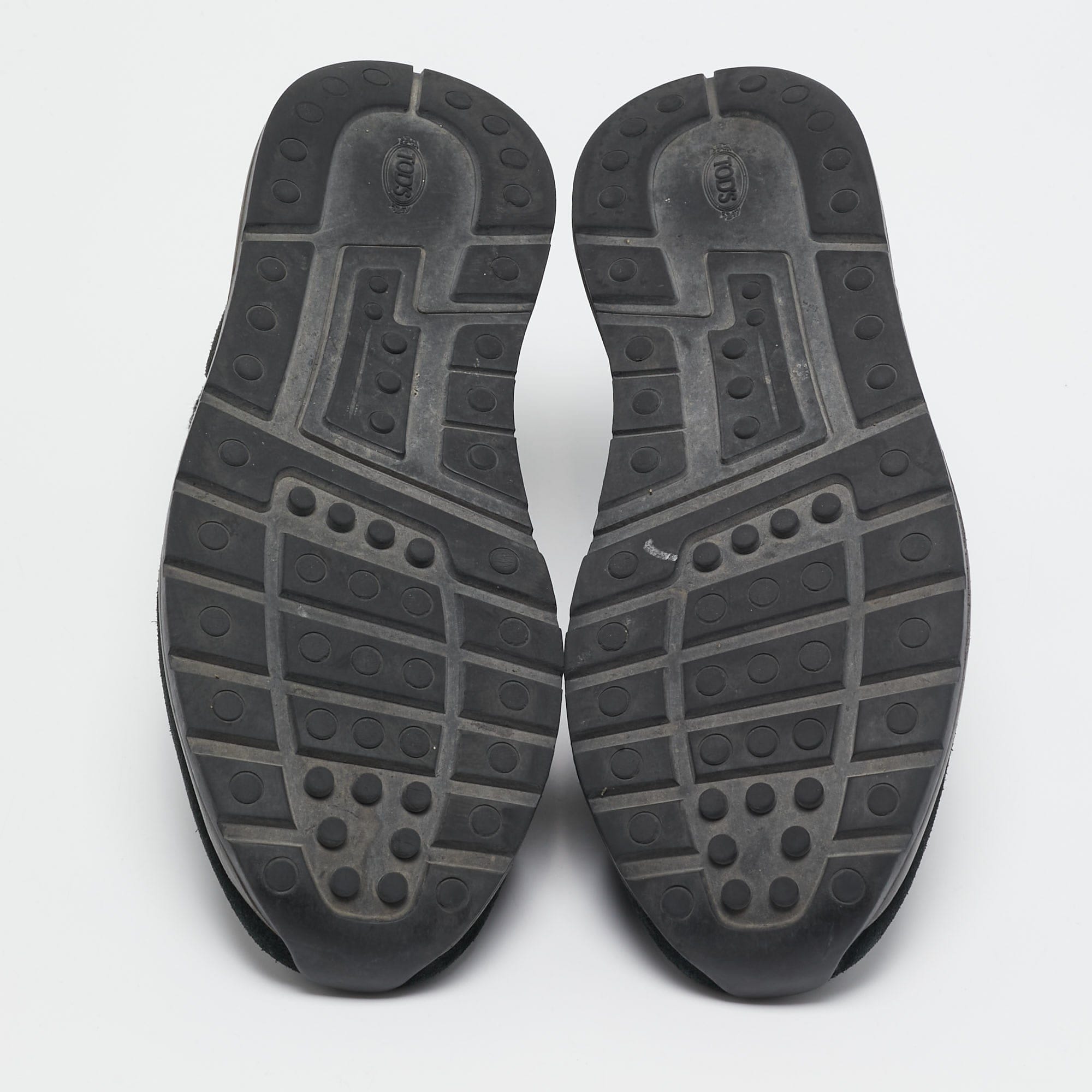 Tod's Black/grey Knit Fabric And Suede Lace Up Sneakers