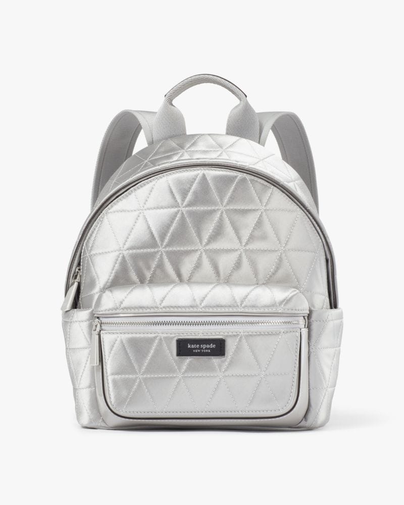 Kate Spade KateSpade Sam Icon Quilted Satin Small Backpack Silver