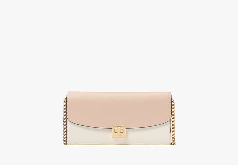 Kate Spade Phoebe Colorblock Refined Grain Leather Turnlock Wallet On A Chain
