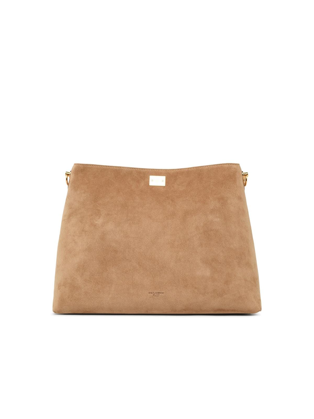 Dolce & Gabbana Large Vittoria Shoulder Bag In Beige Suede Women