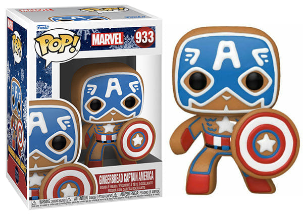 Funko Pop! Gingerbread Captain America Marvel 933 Vinyl Figure in PopShield Protector