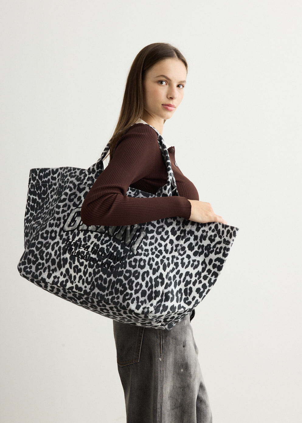 Ganni Shopper XXL Printed Sequin Tote