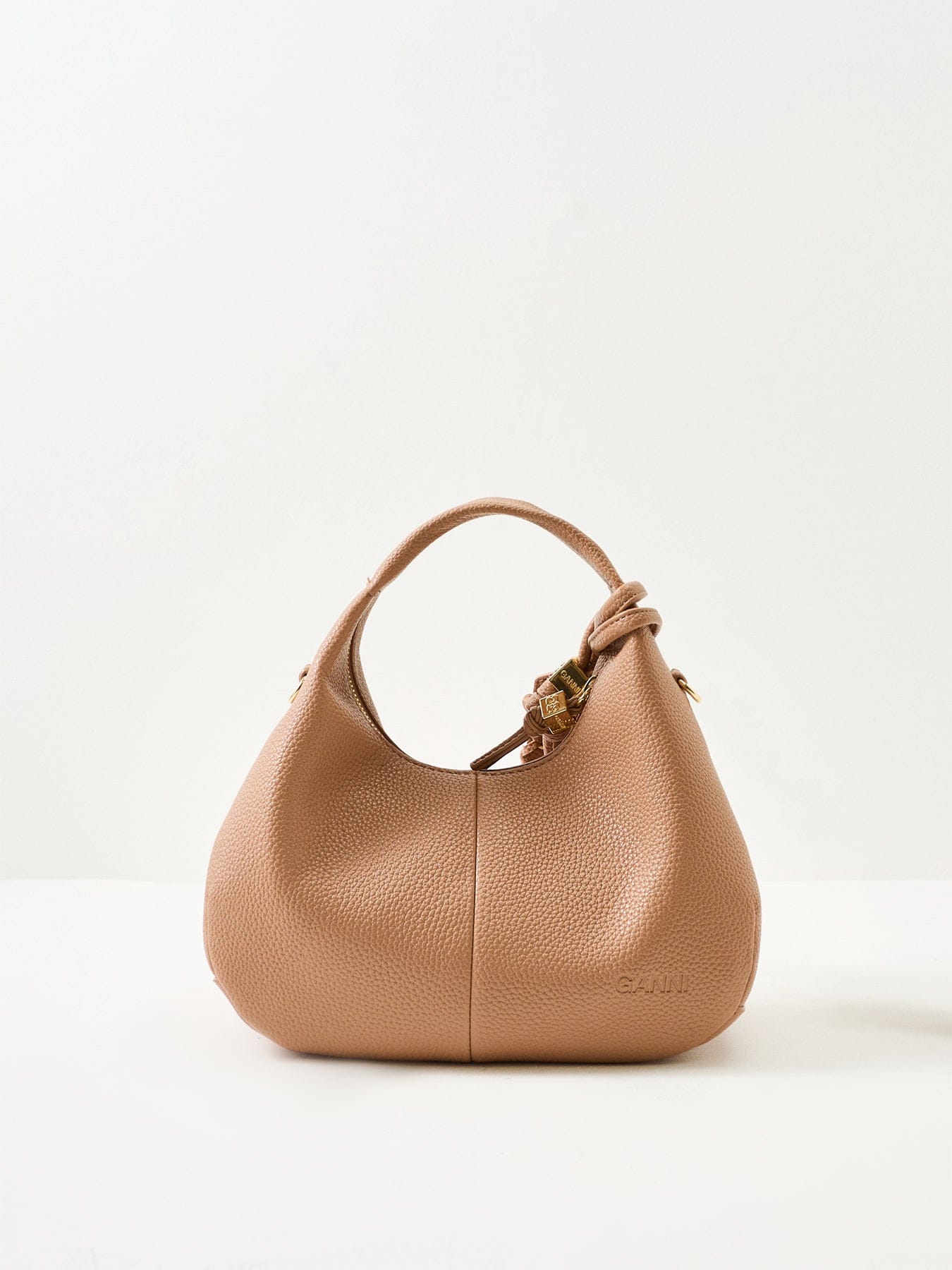 Ganni Hobo Mini Tote Bag Tan