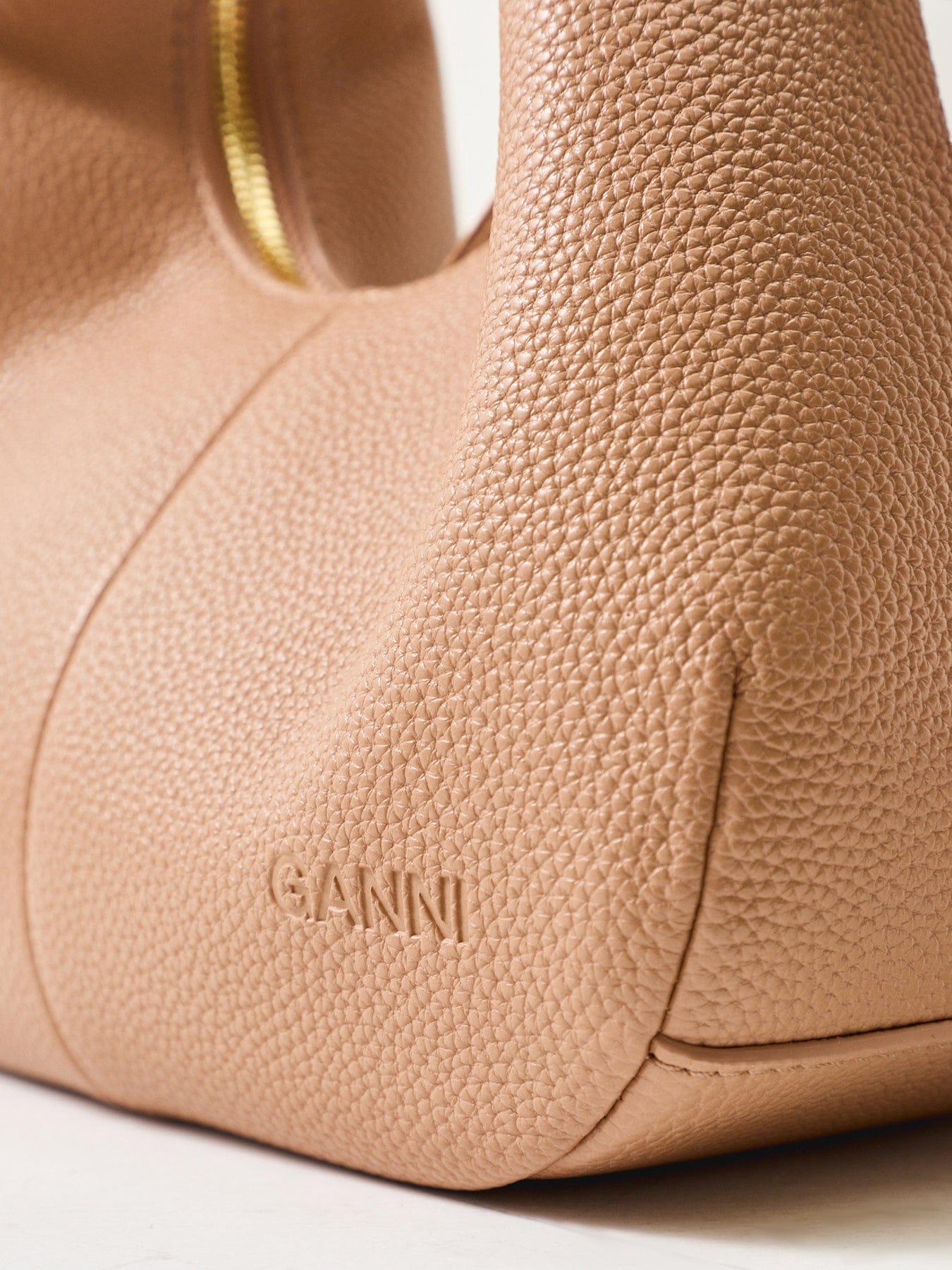 Ganni Hobo Mini Tote Bag Tan