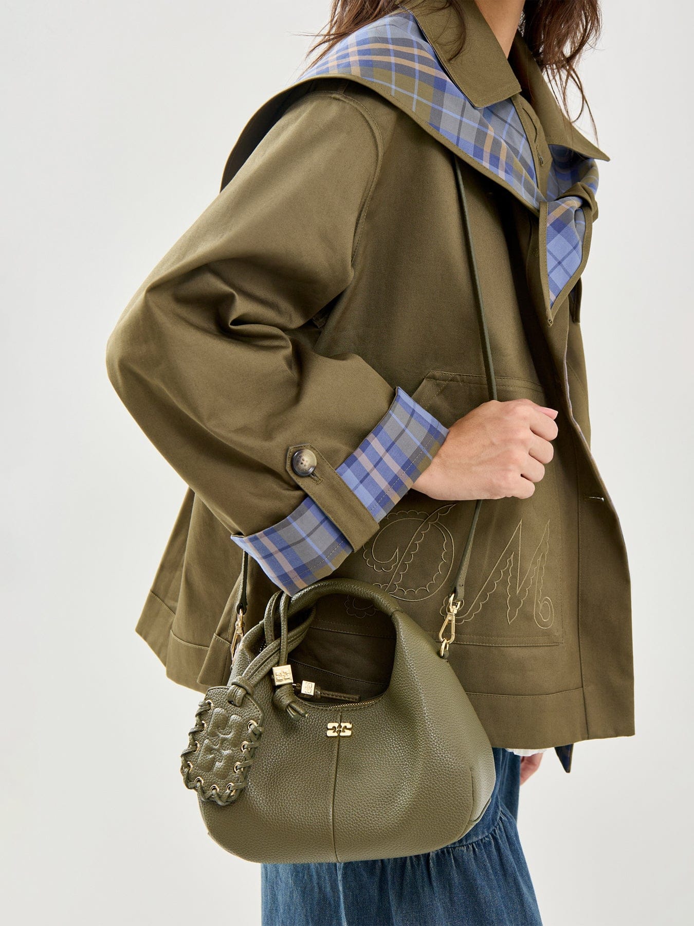 Ganni Hobo Mini Tote Bag Green