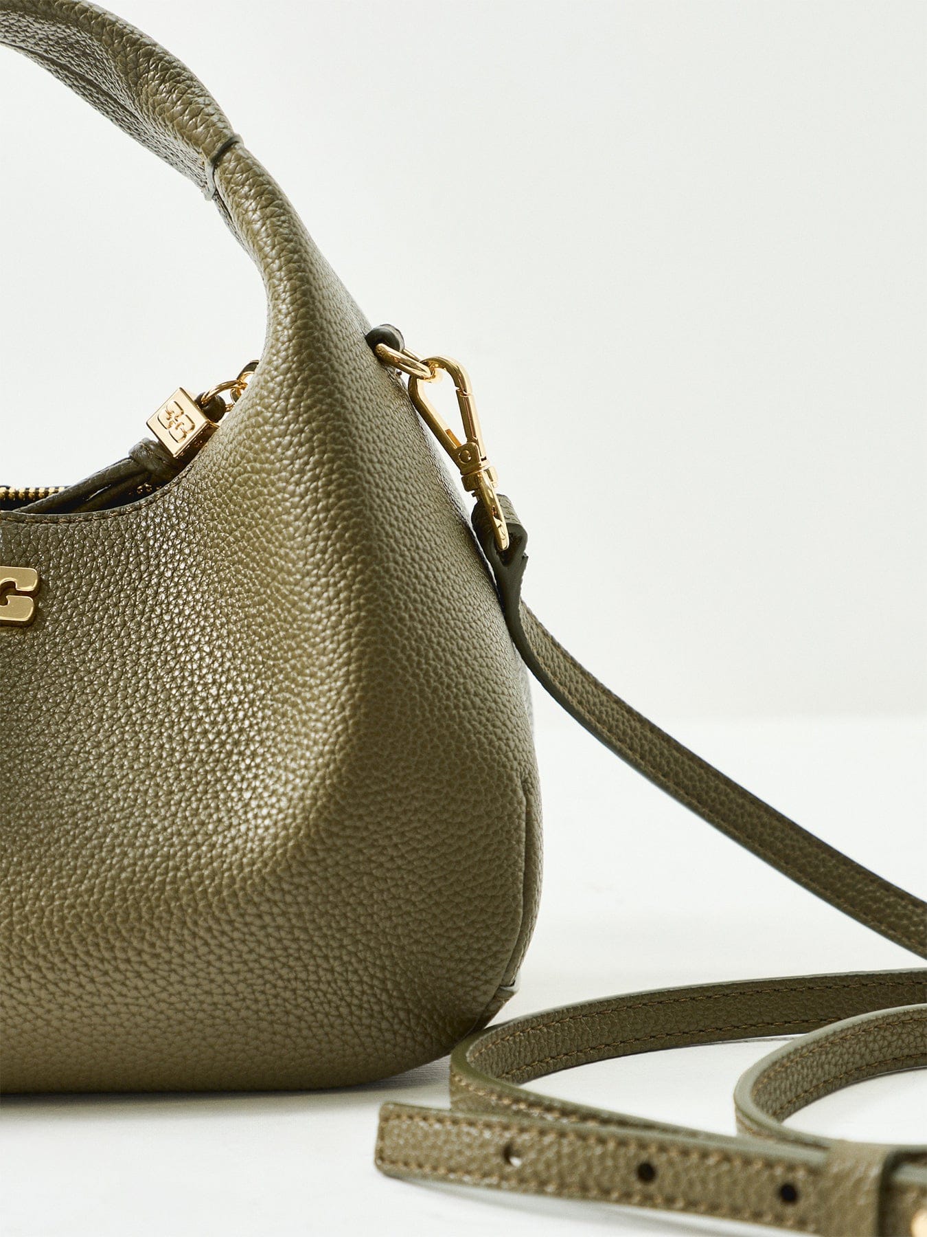 Ganni Hobo Mini Tote Bag Green