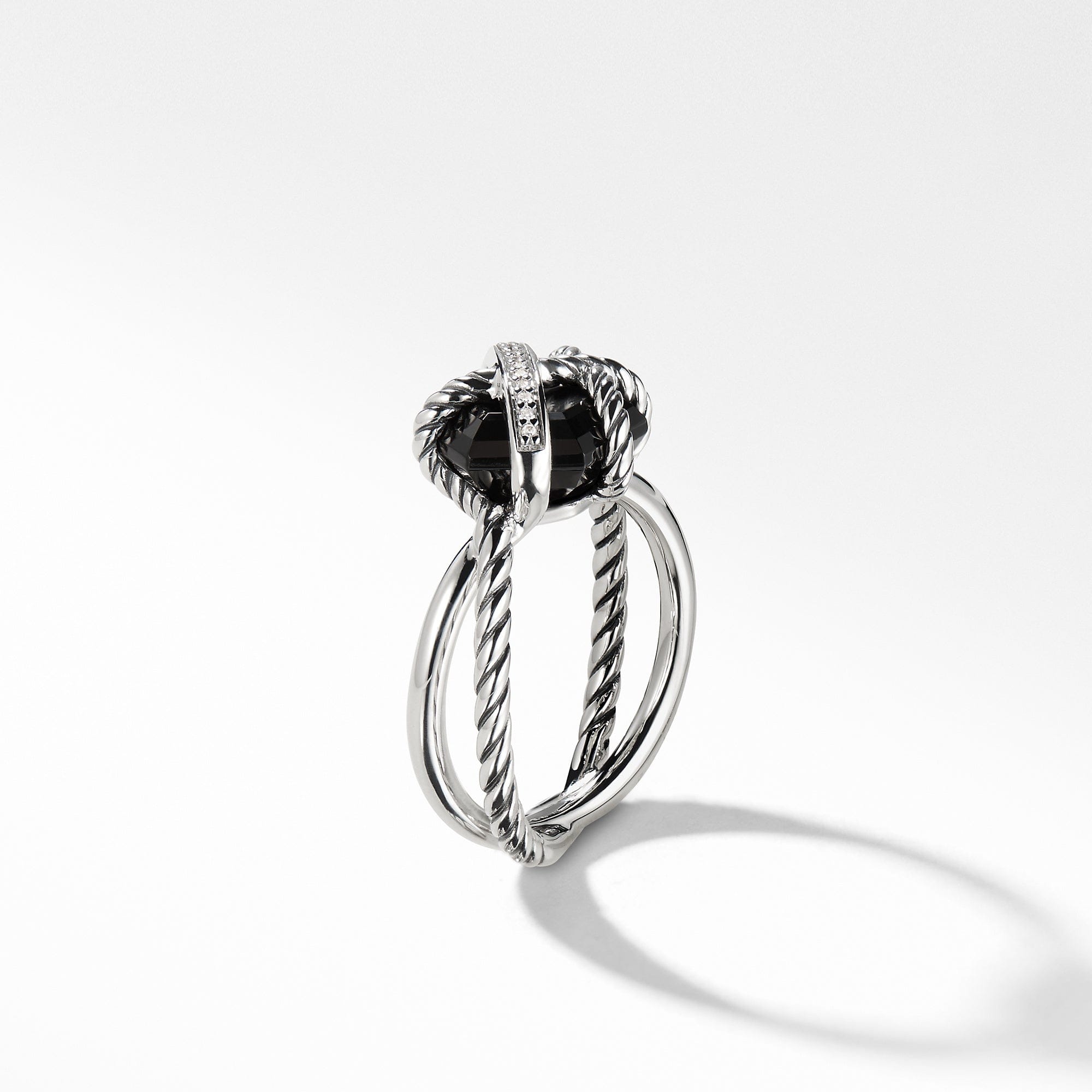 David Yurman Ring with Black Onyx and Diamonds, Size 6.5
