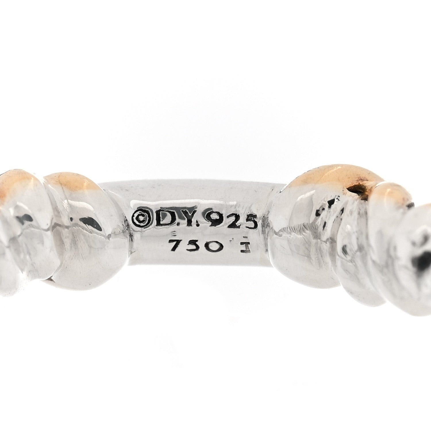 David Yurman Sterling Silver 18K Yellow Gold Diamond Petite Helena Wrap Ring 54 7