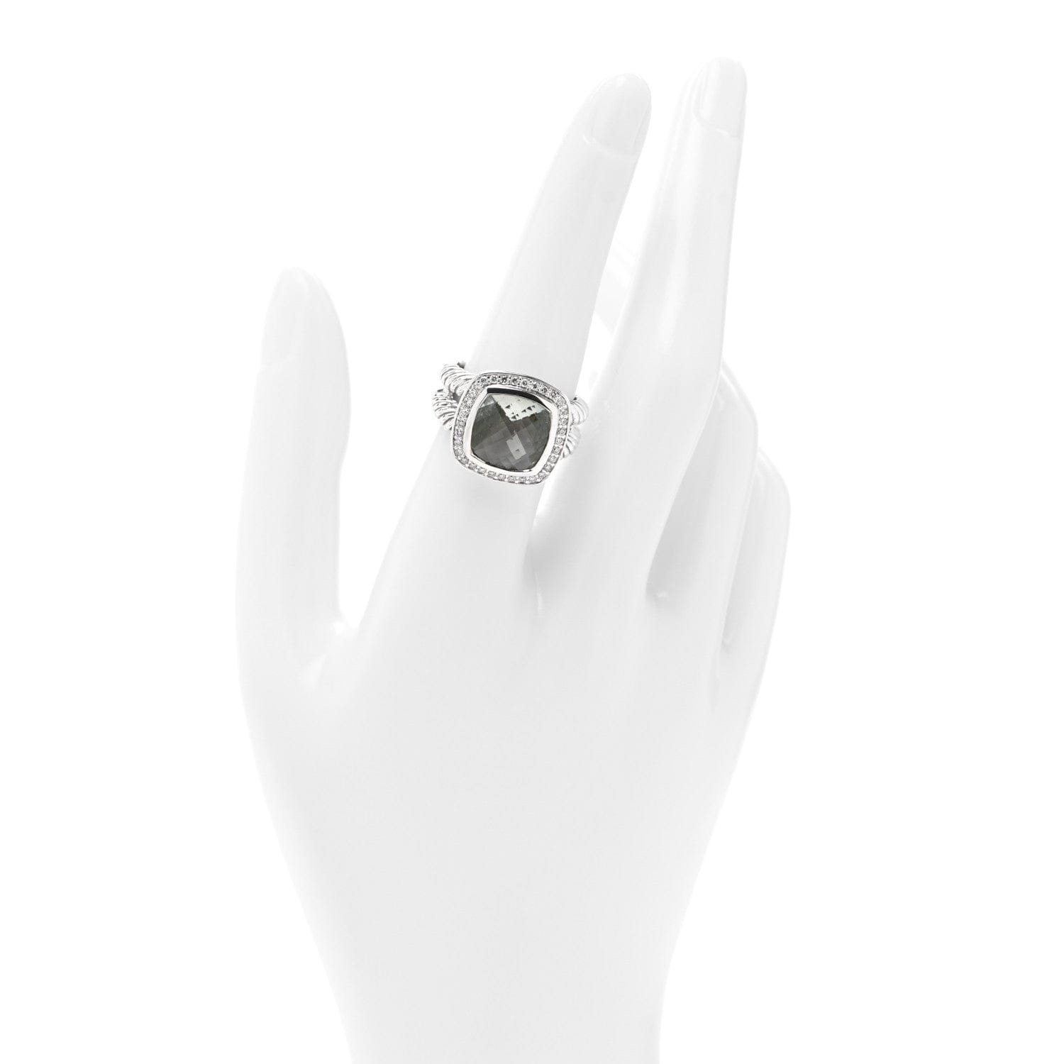David Yurman Sterling Silver Diamond Prasiolite 11 mm Albion Ring 56 7.75 54 7