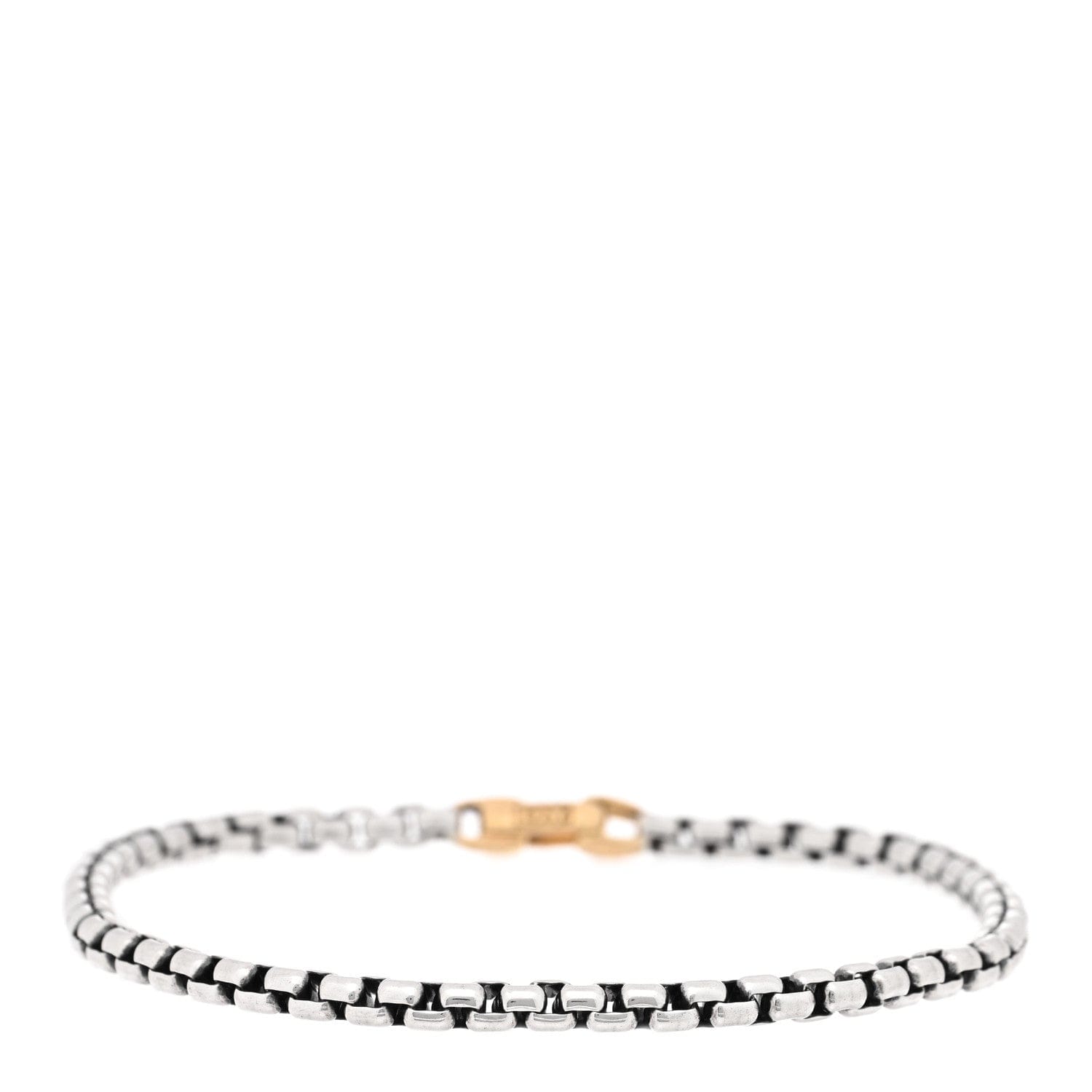 David Yurman Sterling Silver 14K Yellow Gold 4 mm DY Bel Aire Box Chain Bracelet