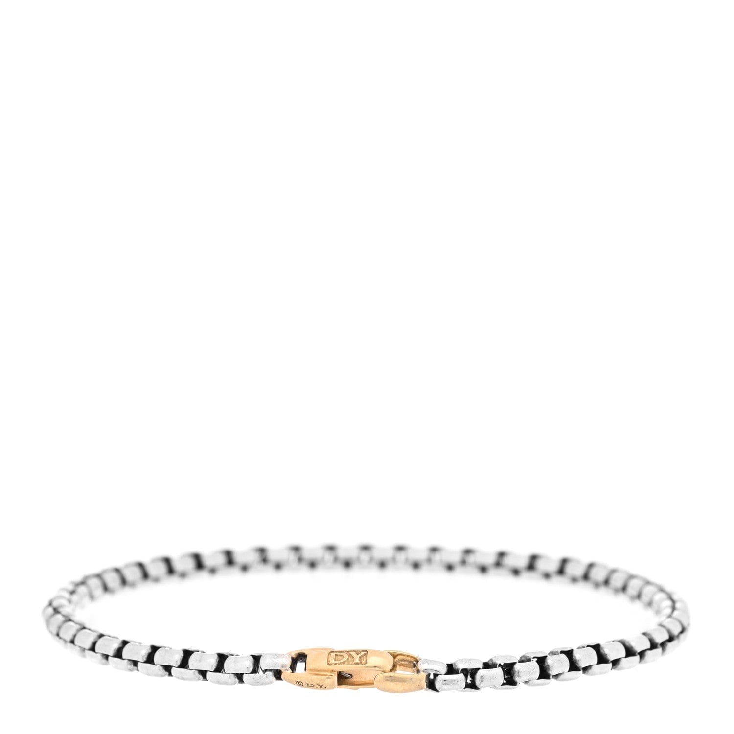 David Yurman Sterling Silver 14K Yellow Gold 4 mm DY Bel Aire Box Chain Bracelet