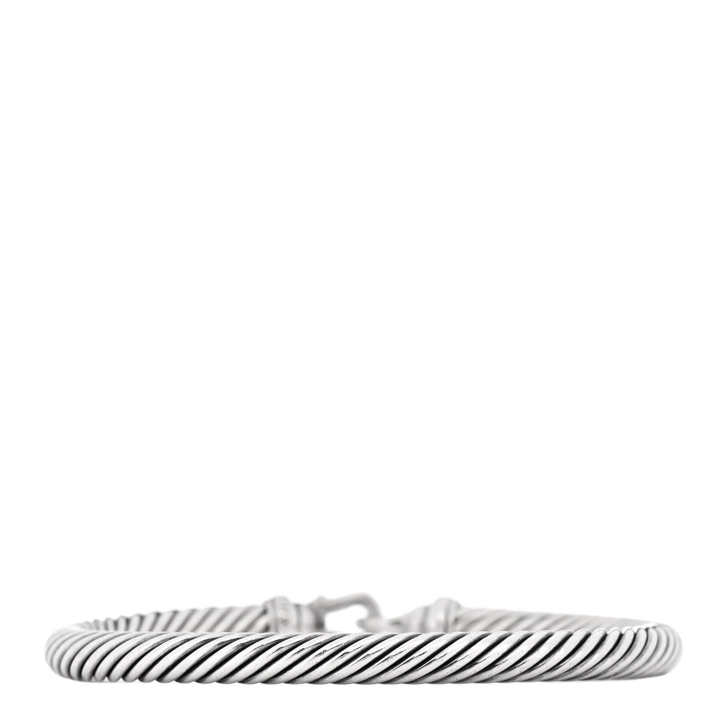 David Yurman Sterling Silver Diamond 5 mm Cable Buckle Bracelet