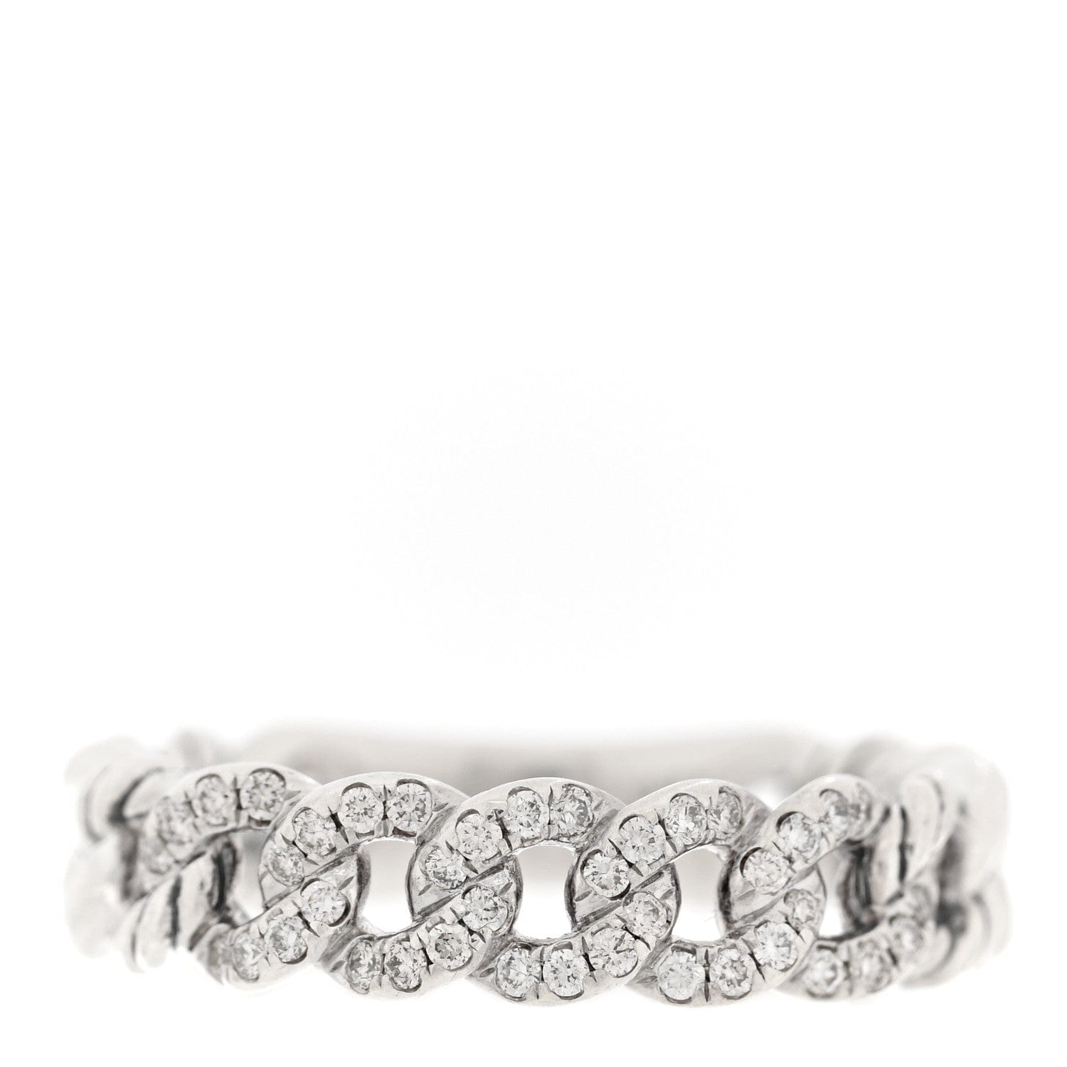 David Yurman Sterling Silver Diamond Narrow Belmont Curb Link Ring 54 7