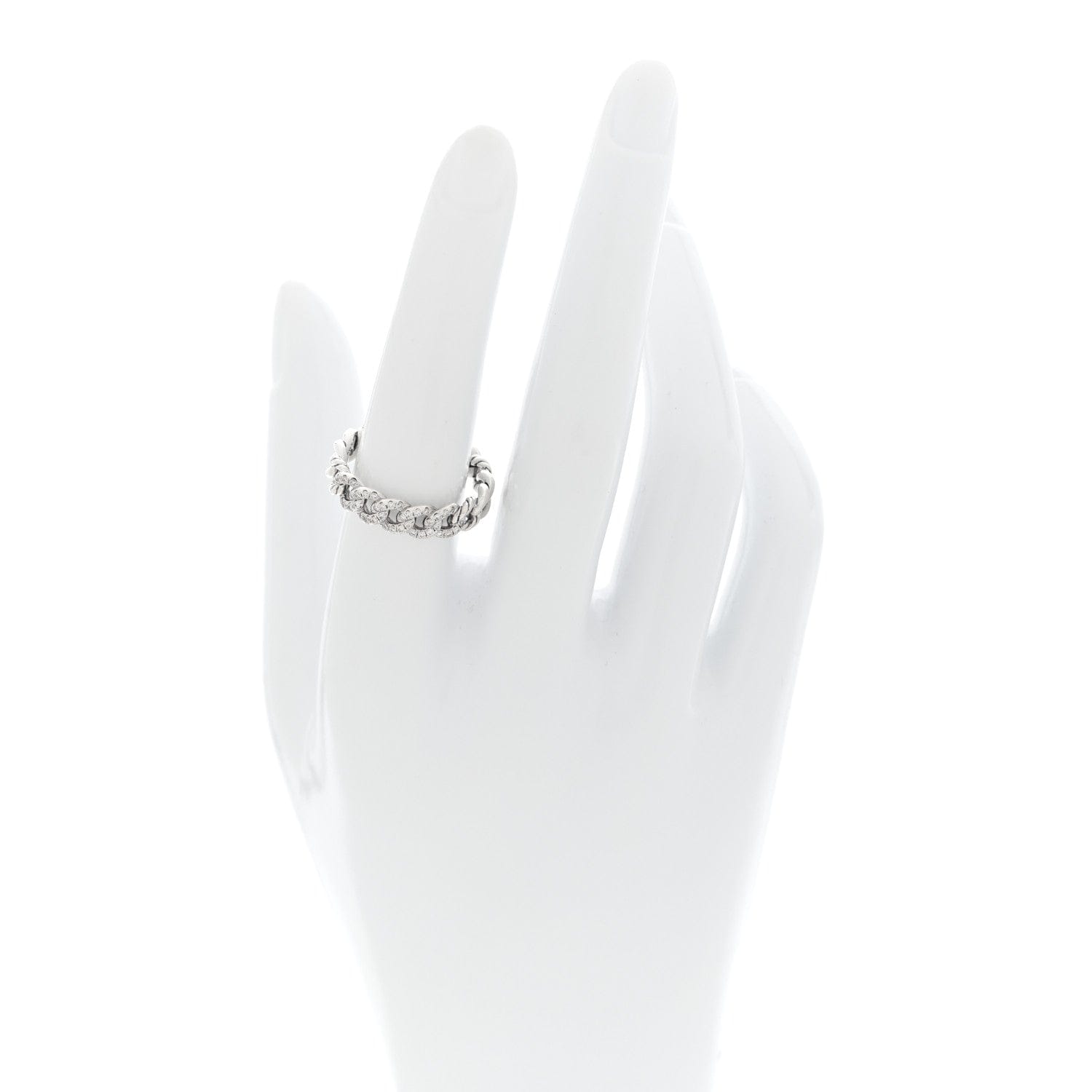 David Yurman Sterling Silver Diamond Narrow Belmont Curb Link Ring 54 7