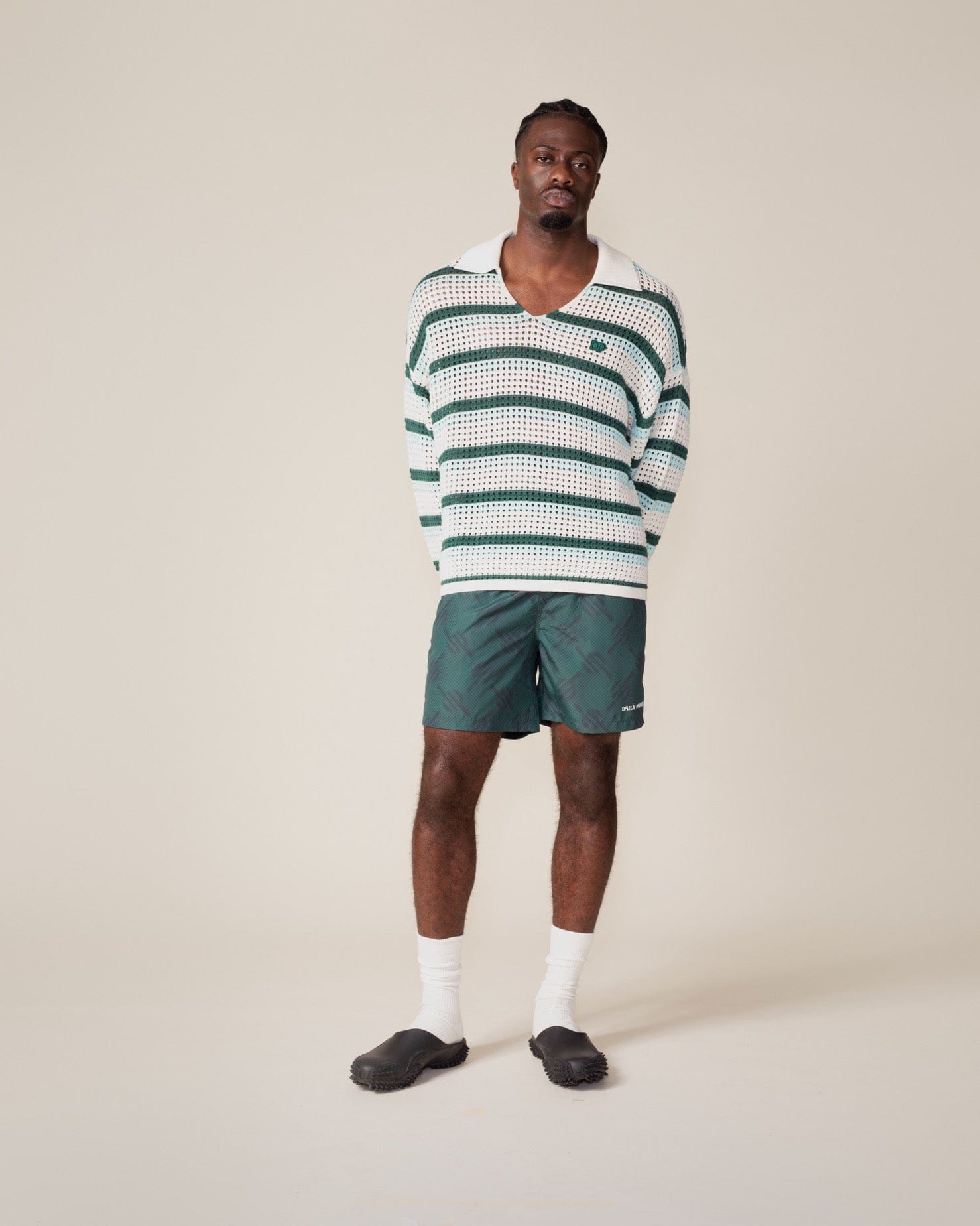 Off White Crochet V - Neck Sweater