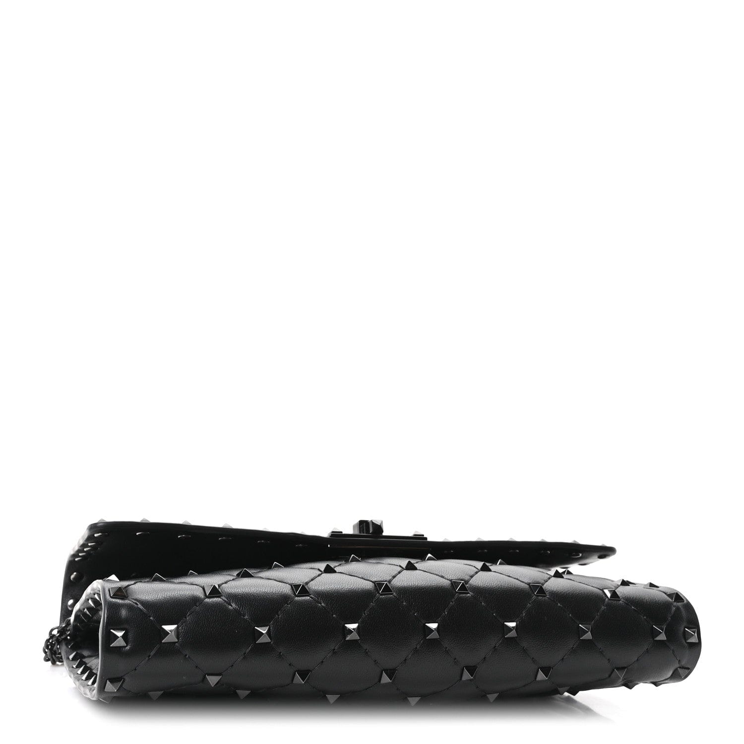 Valentino Garavani Lambskin Rockstud Spike Wallet on Chain Black
