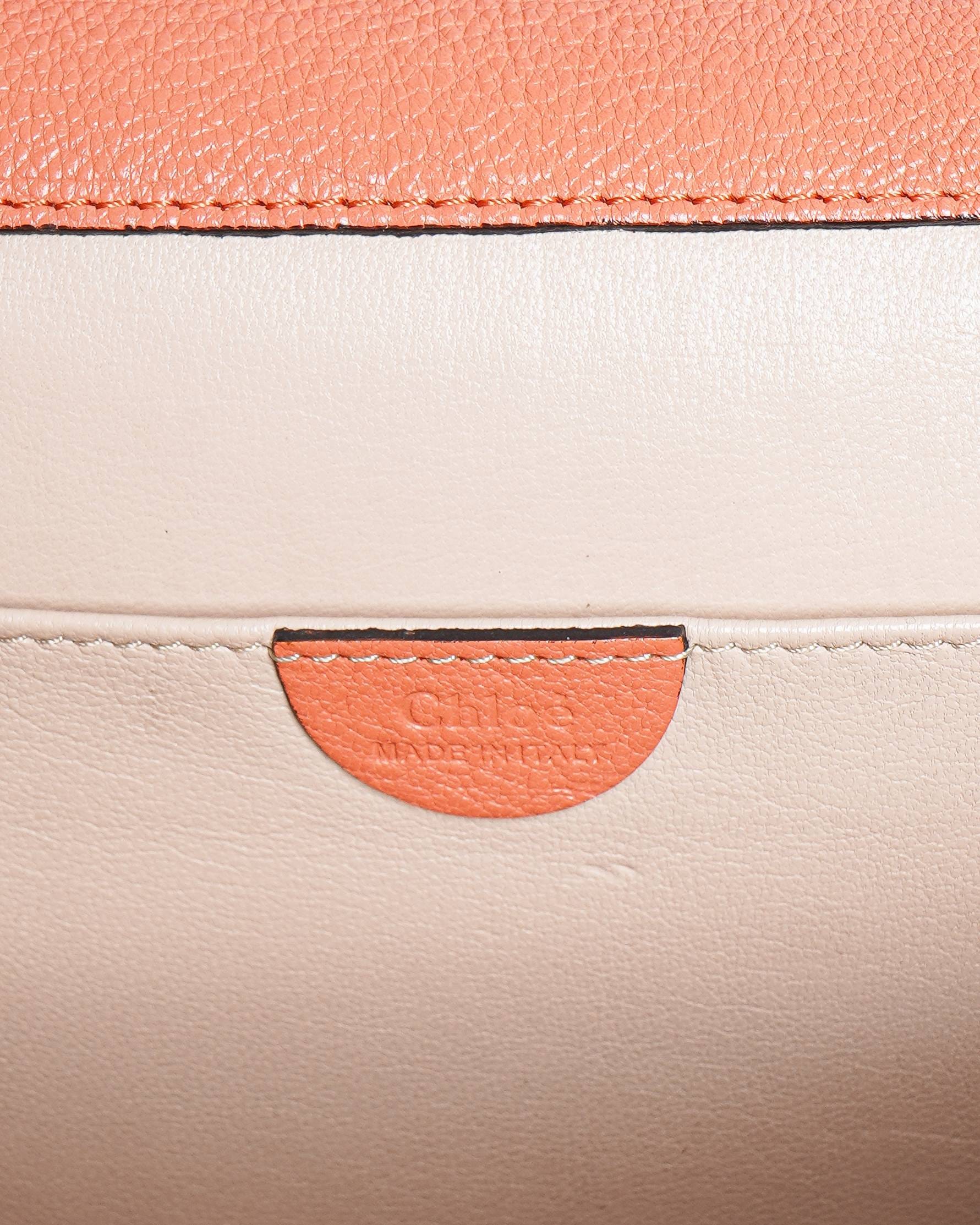 Chloé Coral Orange Leather Medium Elsie Shoulder Bag