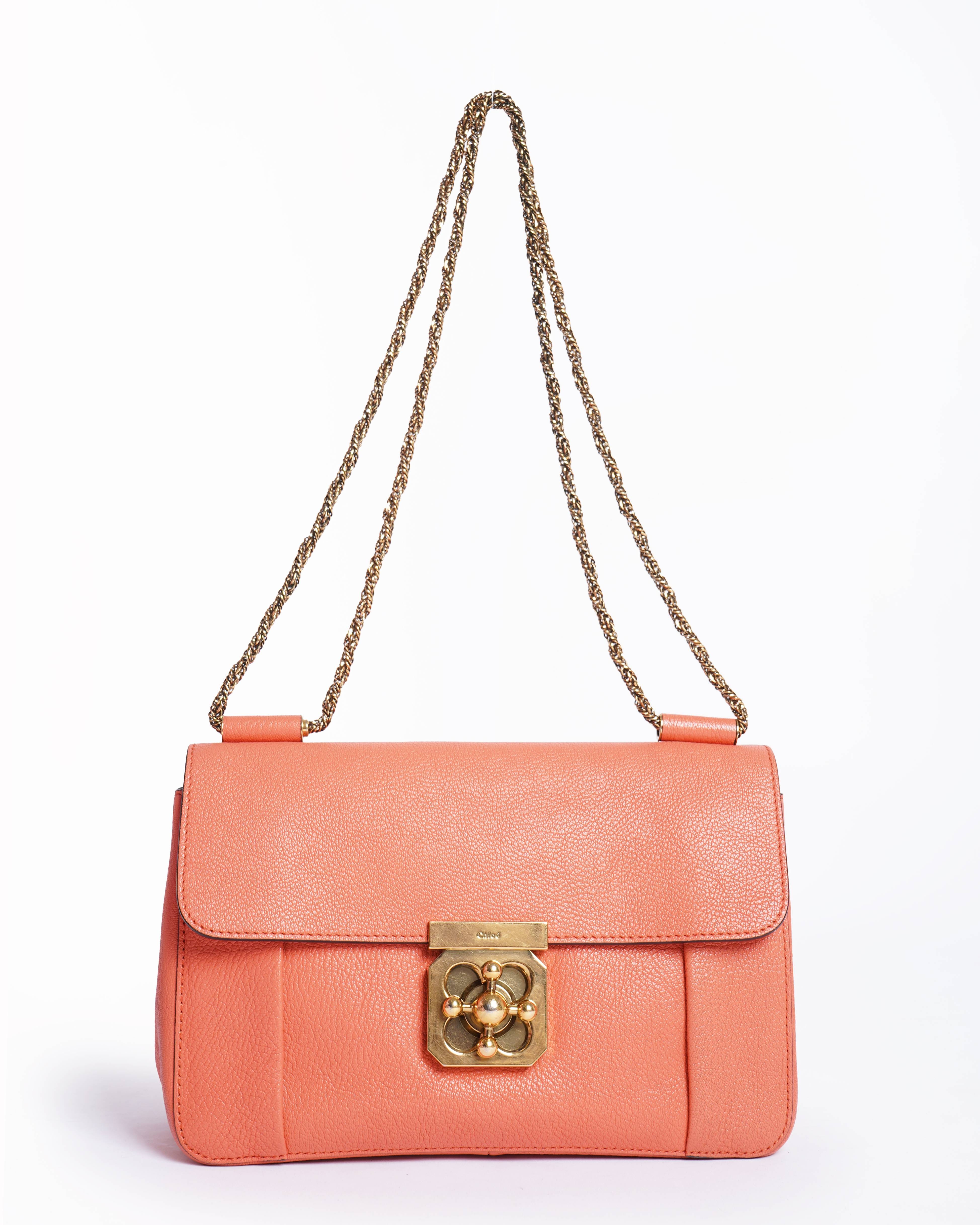 Chloé coral orange medium elsie shoulder bag