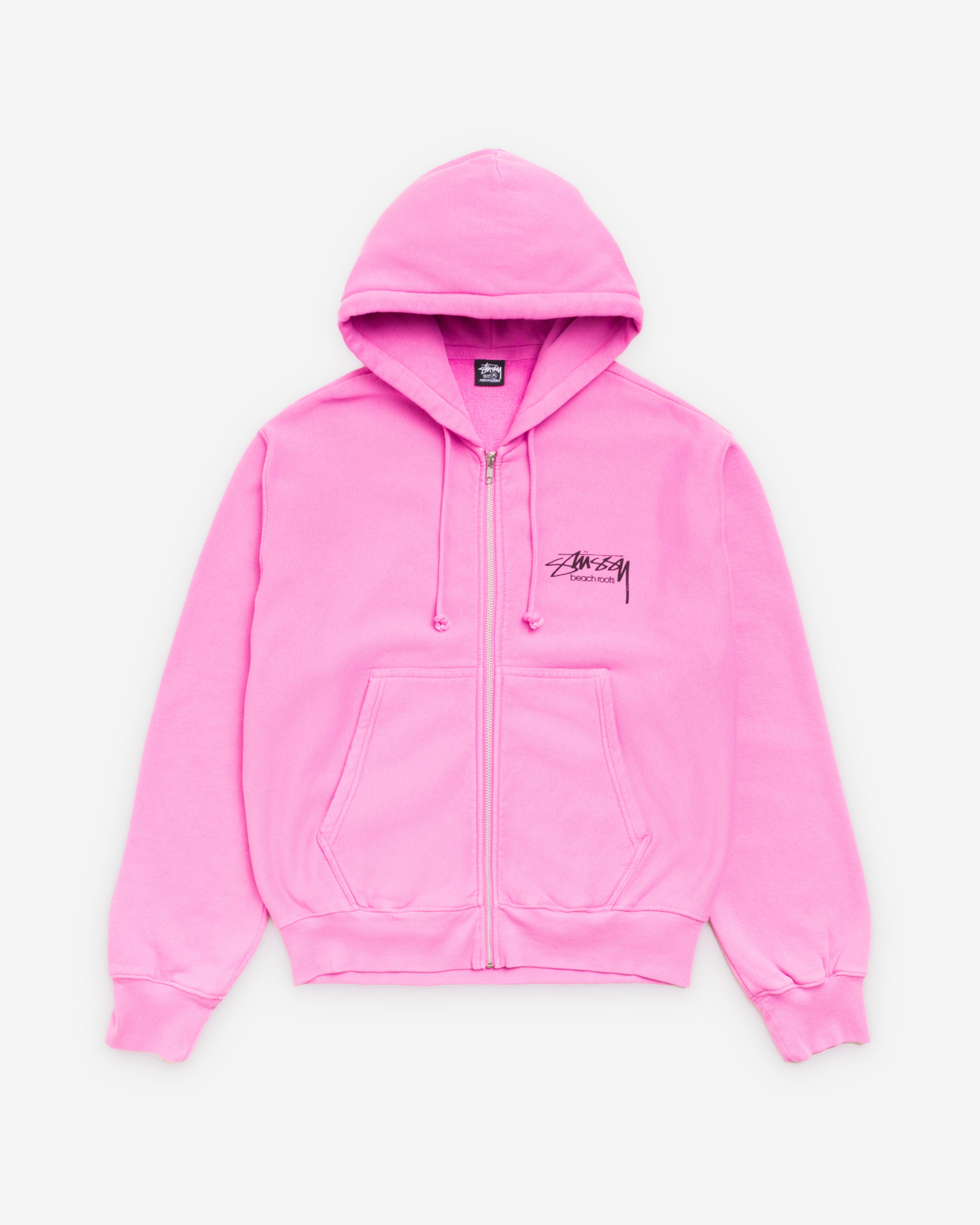 Stüssy - Men's Beach Roots Gar. Dyed Zip Hood - (Pink)