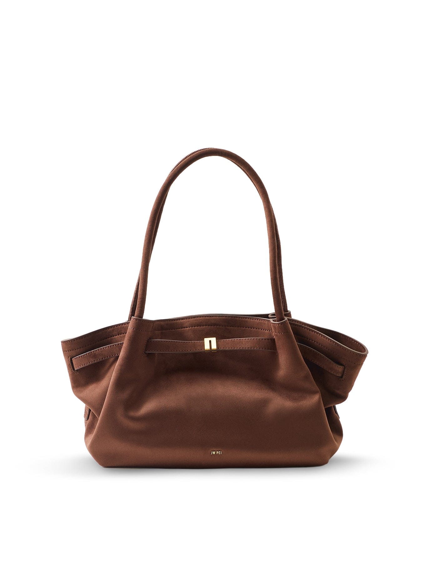 JW PEI Hana Wide Faux Suede Tote Bag Dark Brown