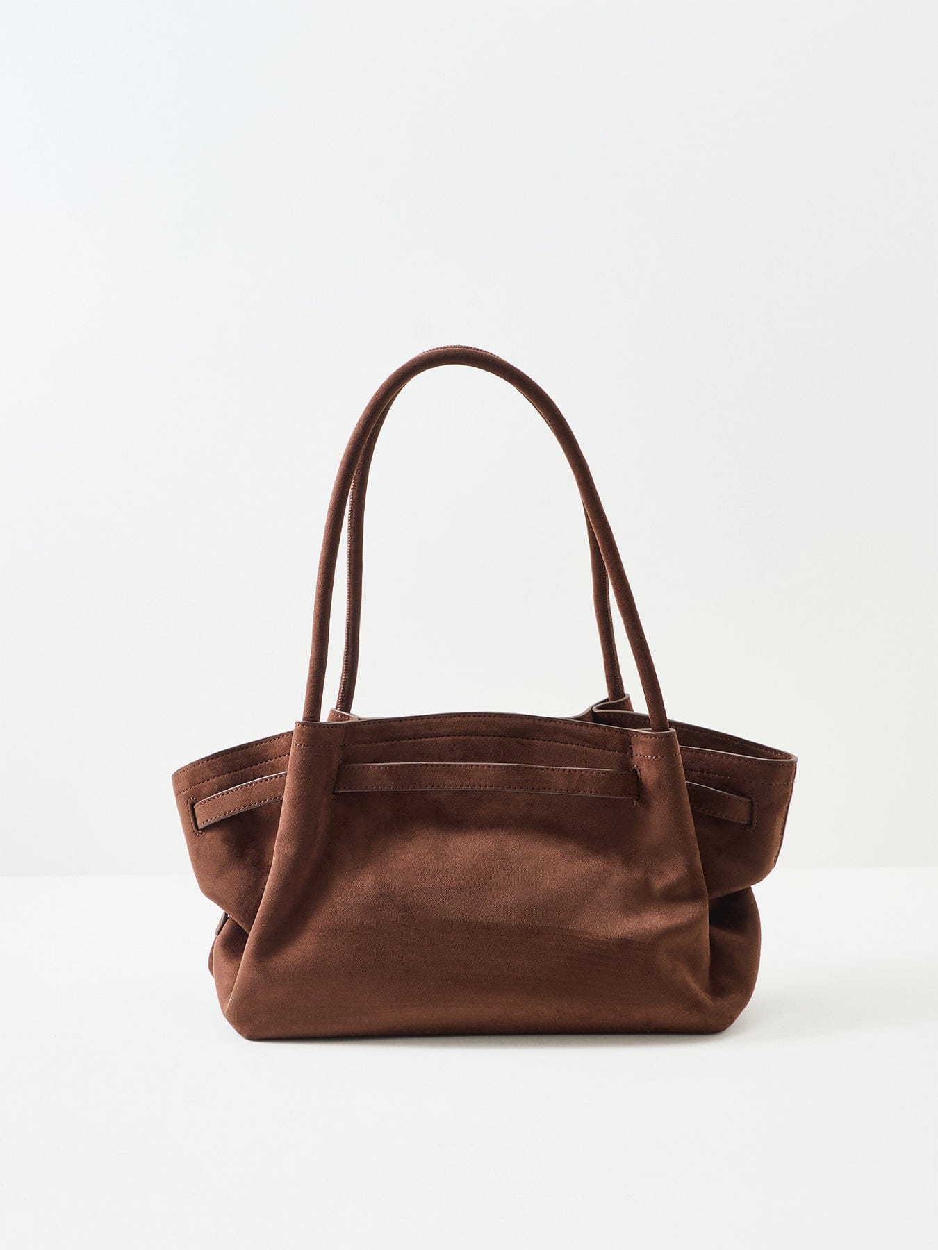 JW PEI Hana Wide Faux Suede Tote Bag Dark Brown