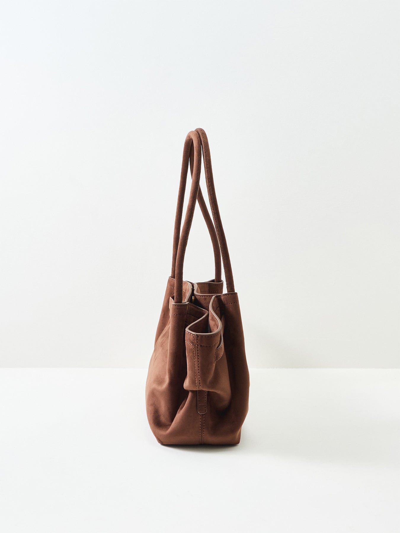 JW PEI Hana Wide Faux Suede Tote Bag Dark Brown