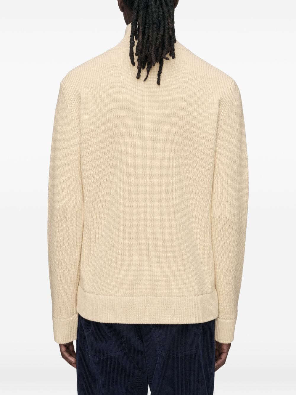 Maison Margiela Ribbed Wool Cardigan — Cream