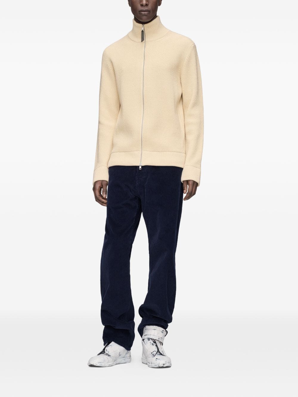 Maison Margiela Ribbed Wool Cardigan — Cream