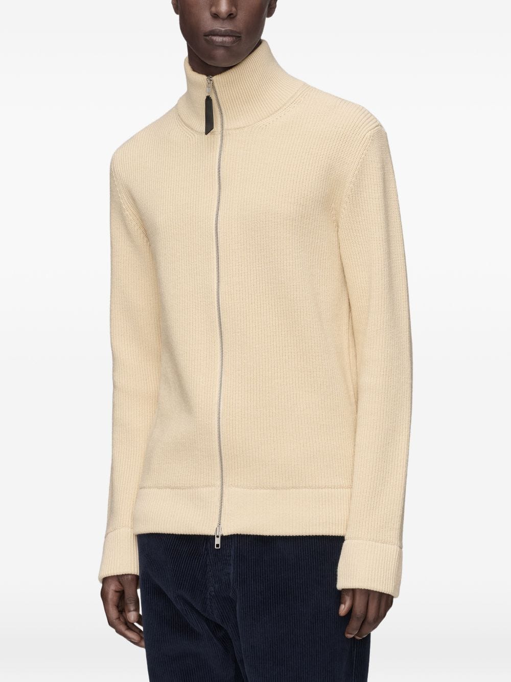 Maison Margiela Ribbed Wool Cardigan — Cream