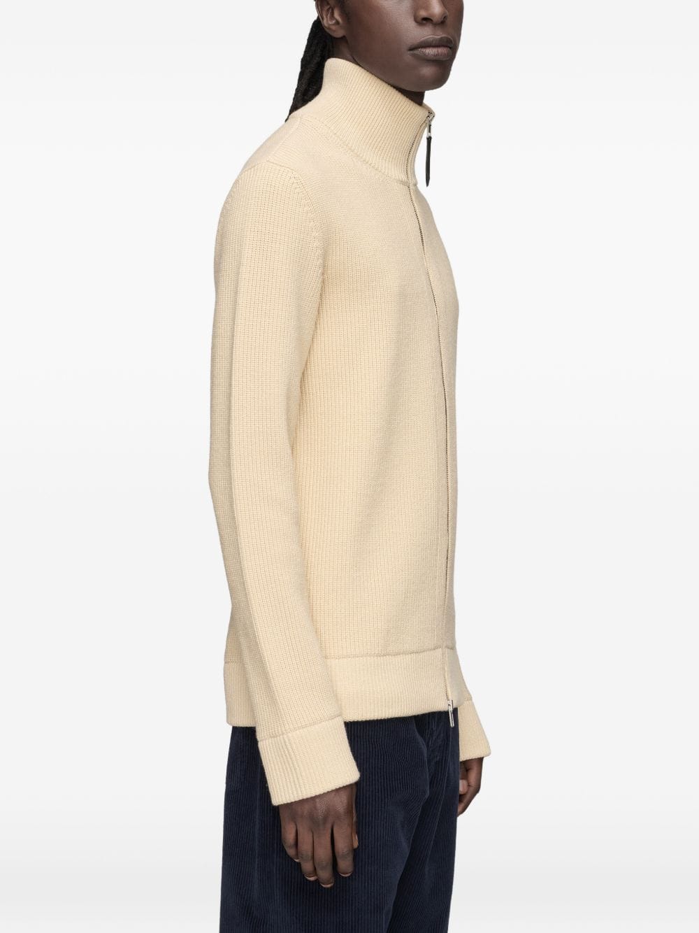Maison Margiela Ribbed Wool Cardigan — Cream