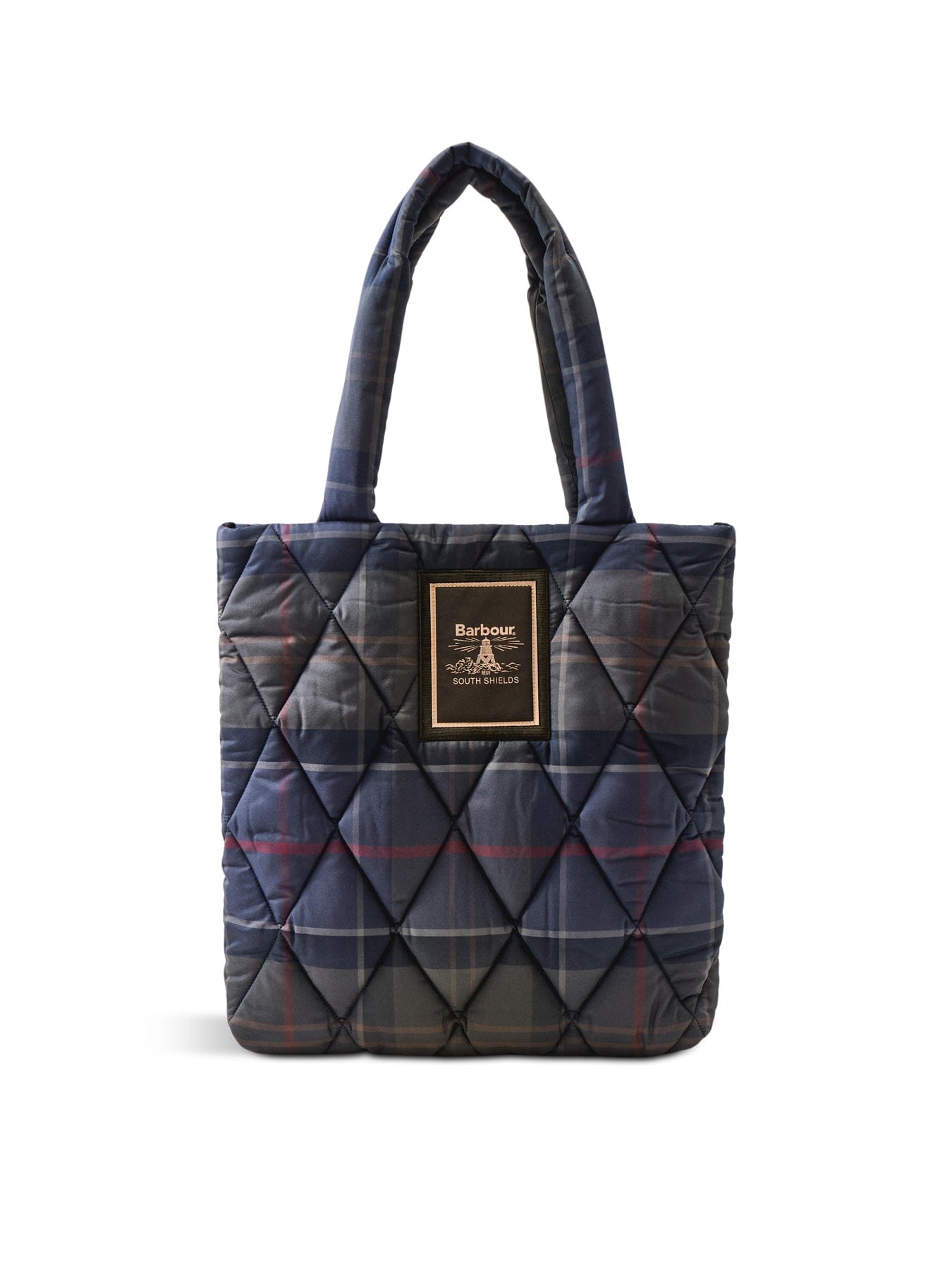 Barbour Tartan Arlene Quilted Tote Bag Green