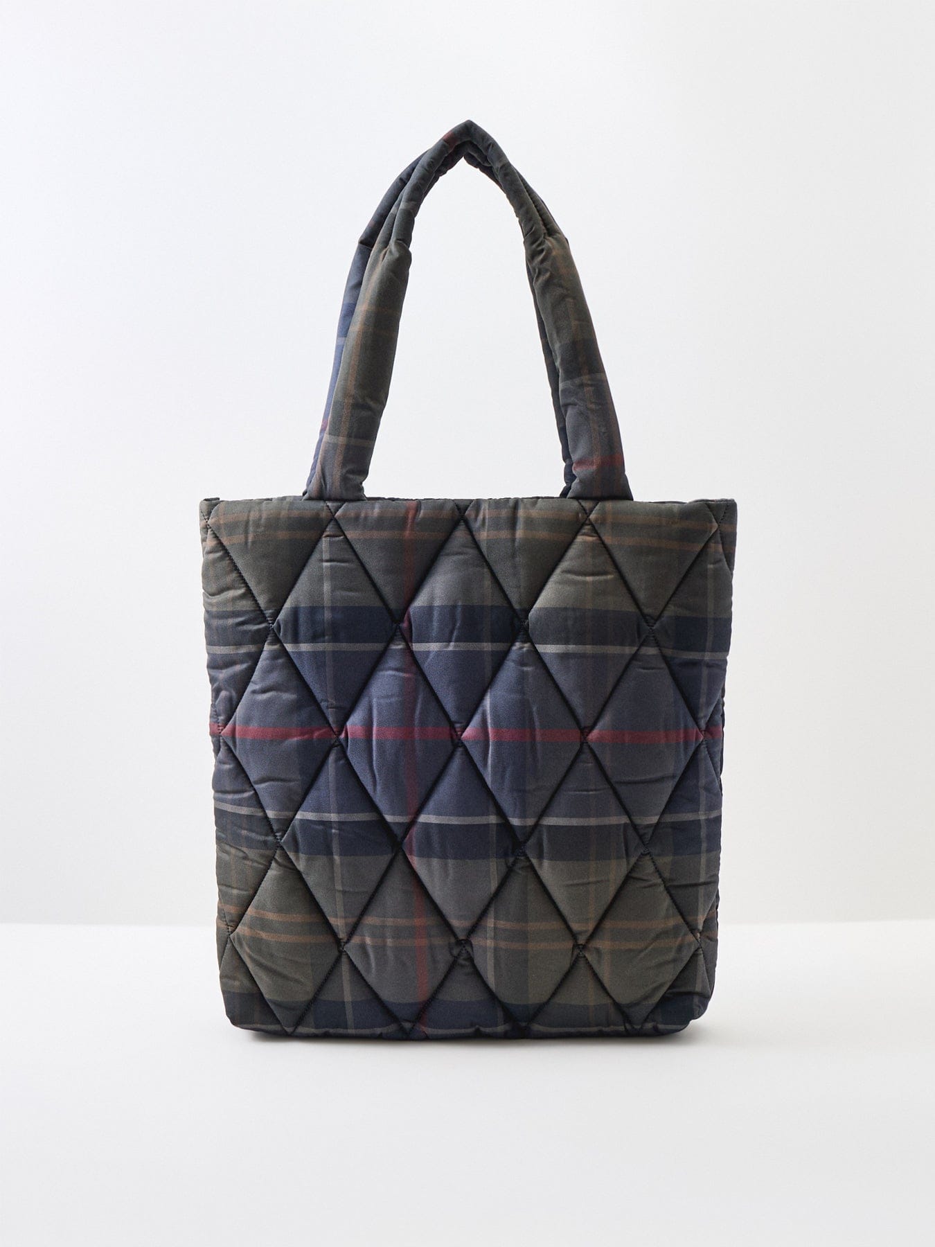 Barbour Tartan Arlene Quilted Tote Bag Green